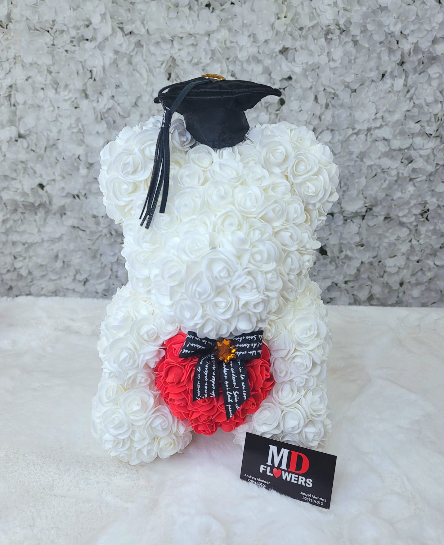 WHITE TEDDY BEAR - White foam teddy bear 16 inch