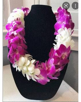 Purple -White Lei - Graduation or any special occasion purple / white leí 