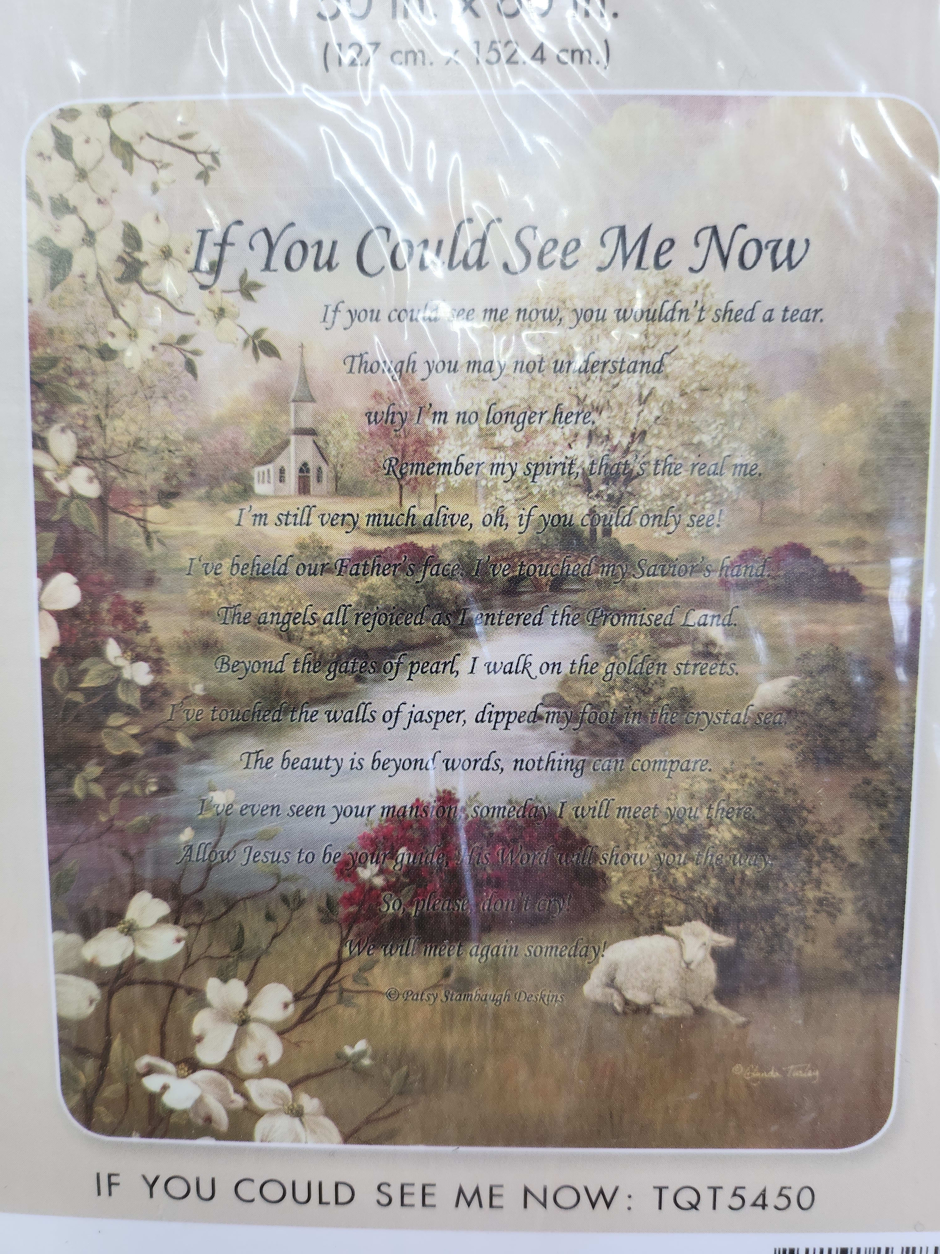 If You Could See Me Now Throw - 50&quot; by 60&quot; Throw. Machine Washable. Comes displayed on stand.