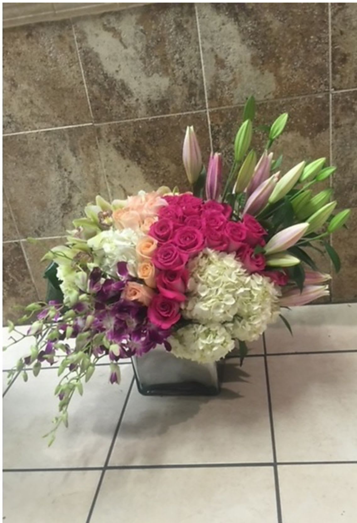 Italian pink rose bouquet  - This gorgeous bouquet of roses, orchids, lilies, hydrangeas and more can be the perfect gift on any special occasion. Don’t waste time looking on other site order something different today 