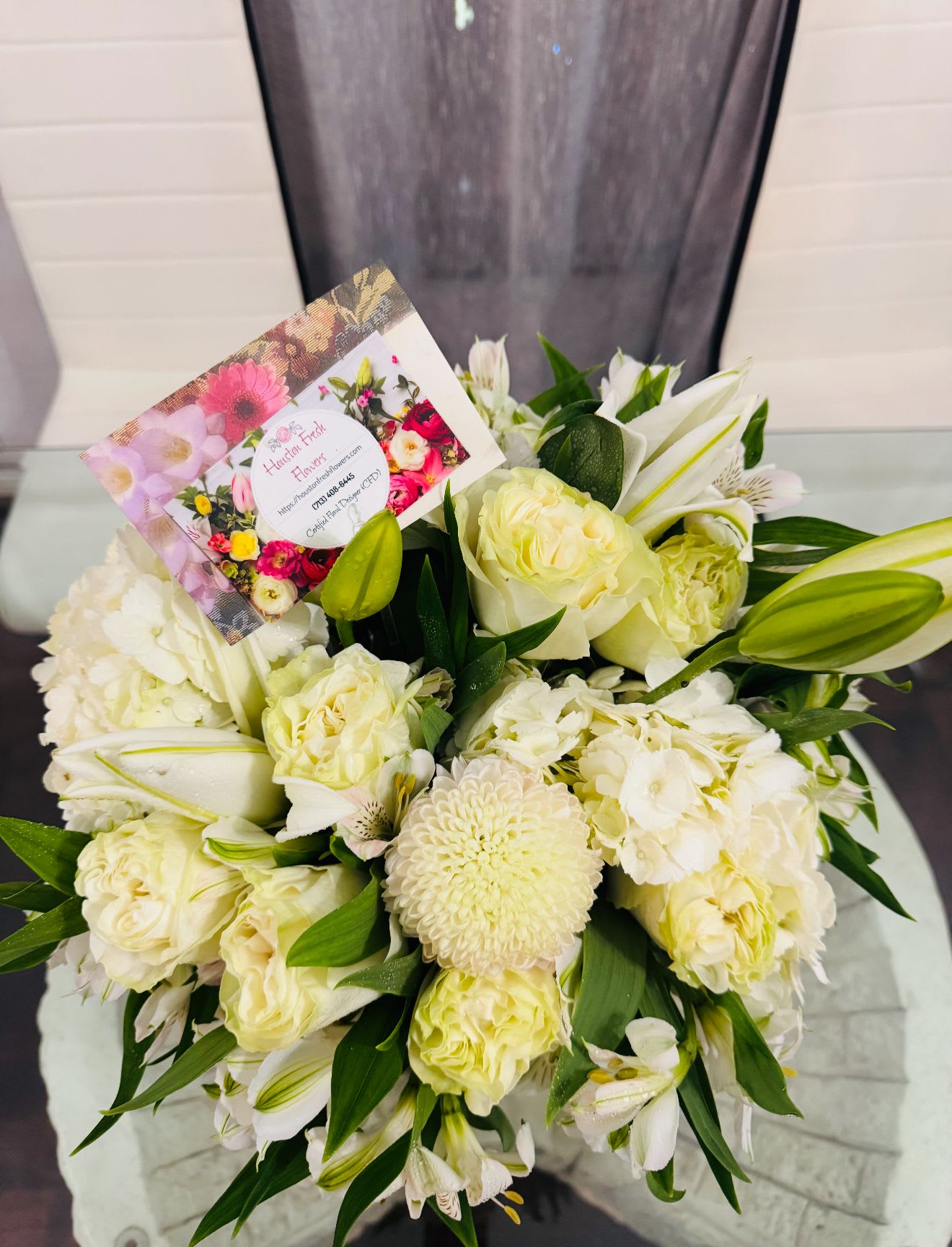 Beauty white - Beautiful white bouquet with different types of flowers.