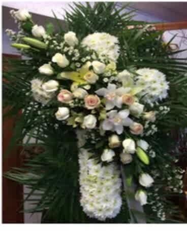 White &amp; Pink Cross - Standing Spray