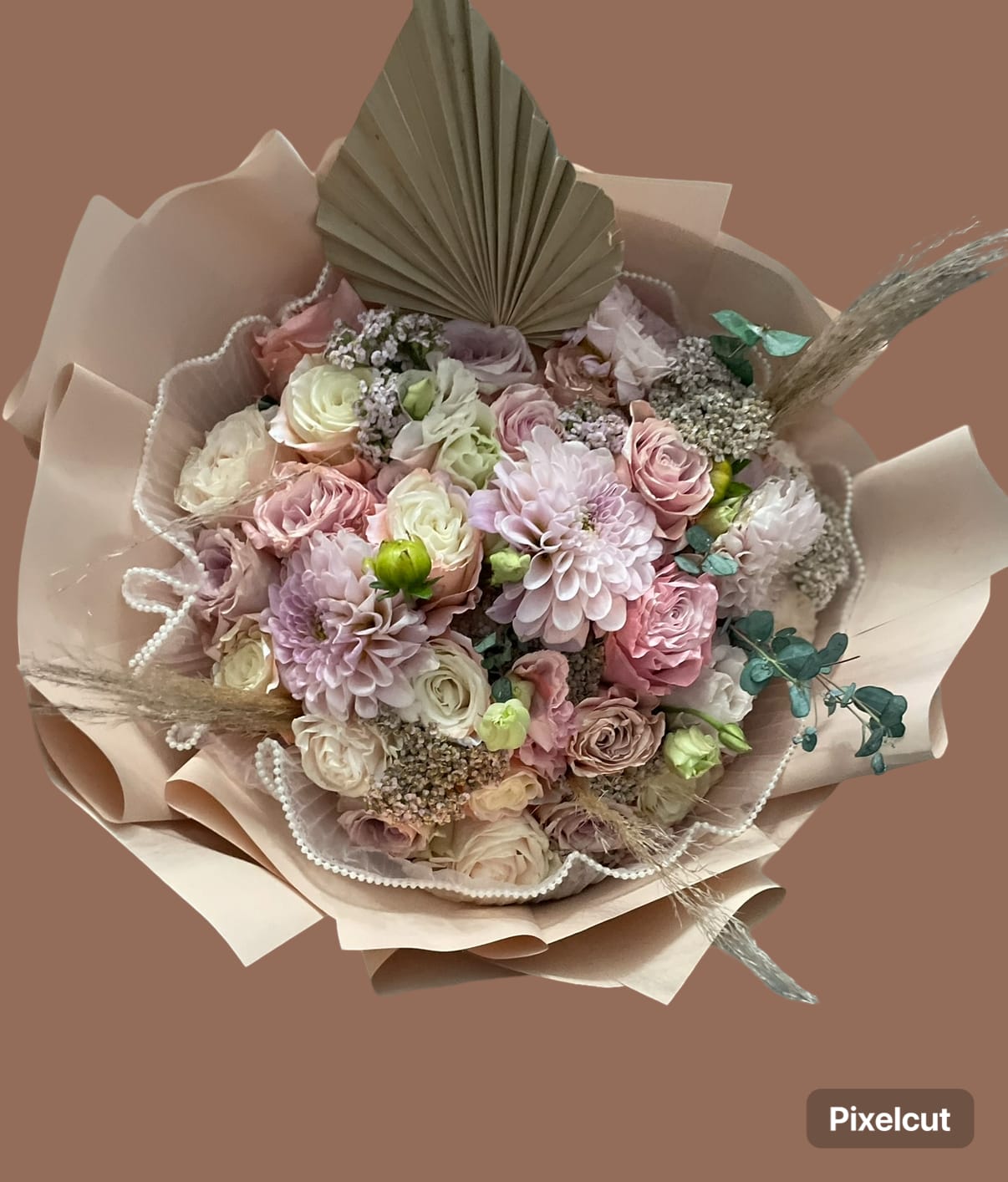 Mixed boho bouquet  - Roses, Dahlias,lisanthus,pampus 