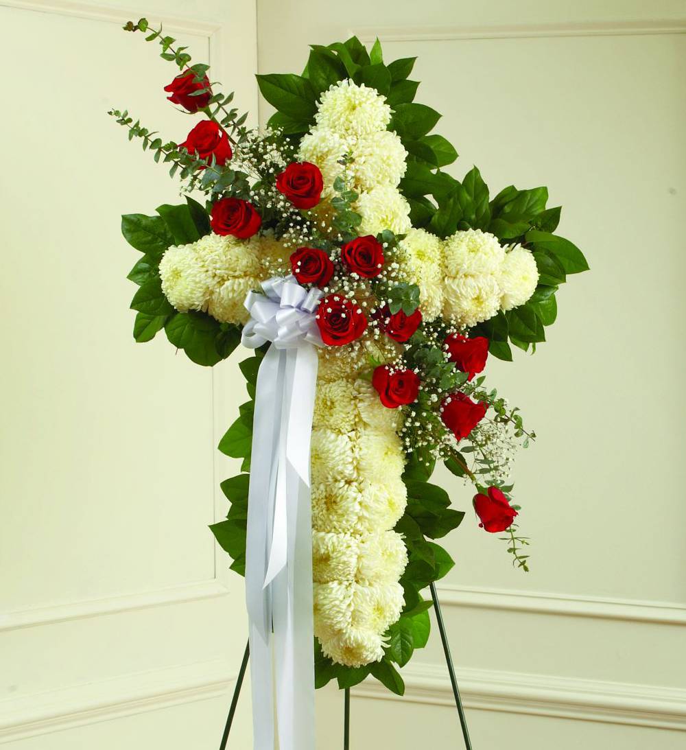 Cross Of Remembrance Cross Of Remembrance - Red & White Sympathy Cross