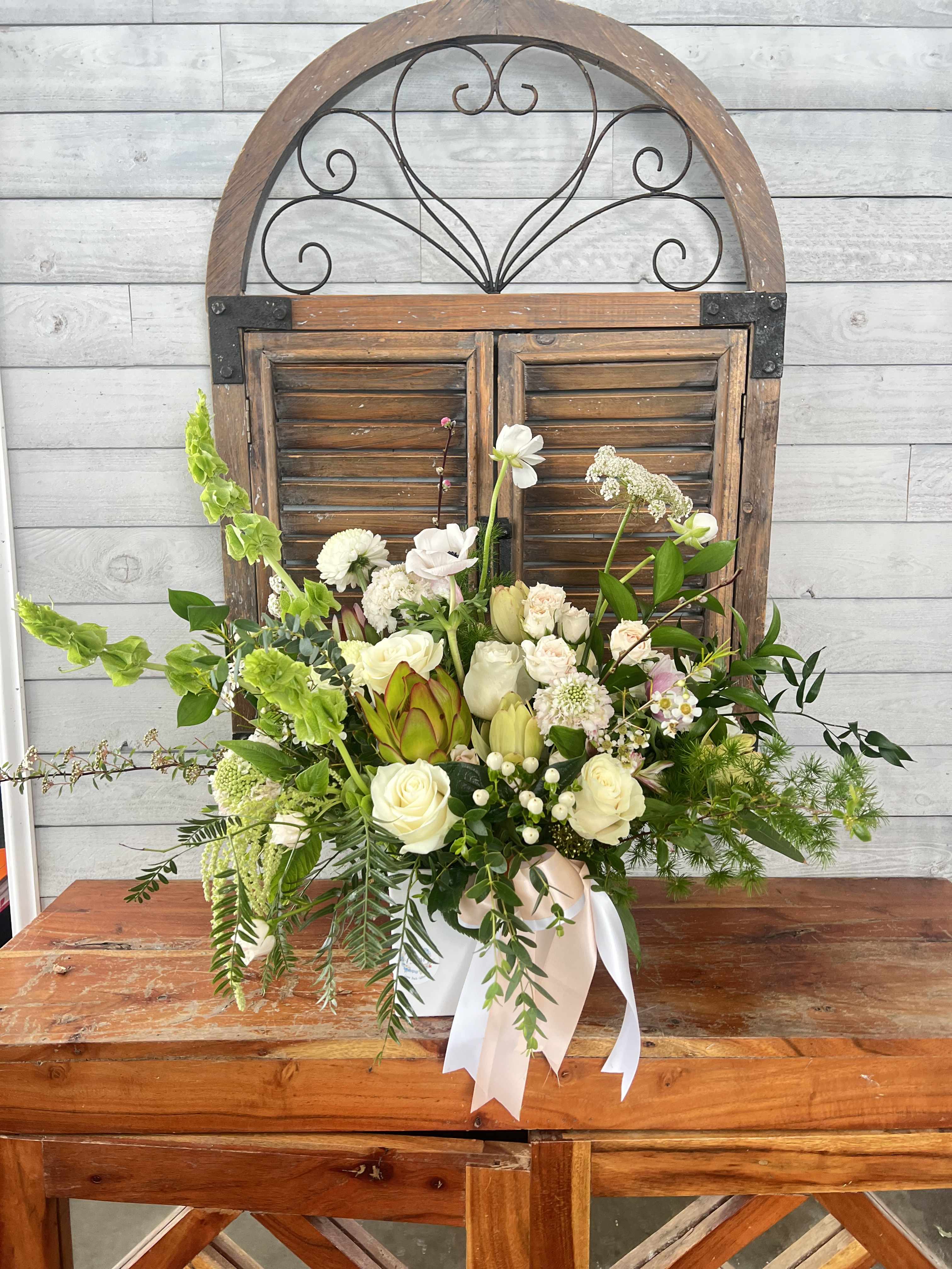 Allure Elegance  - Green and White arrangement 