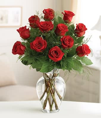 The Perfect Dozen  - Several colors of roses my be requested if in stock. You may request a different color, we offer a selection of colors for your perfect dozen. Simply request in special instructions, A dozen roses are always perfect, always savored. We add even more charming beauty with a variety of greens to enhance the beauty of the roses. 