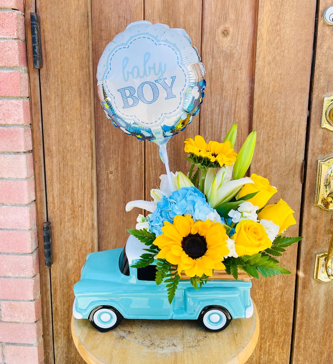 #11A baby boy arrangement #11A baby boy arrangement - for newborn baby boy a balloon is included
