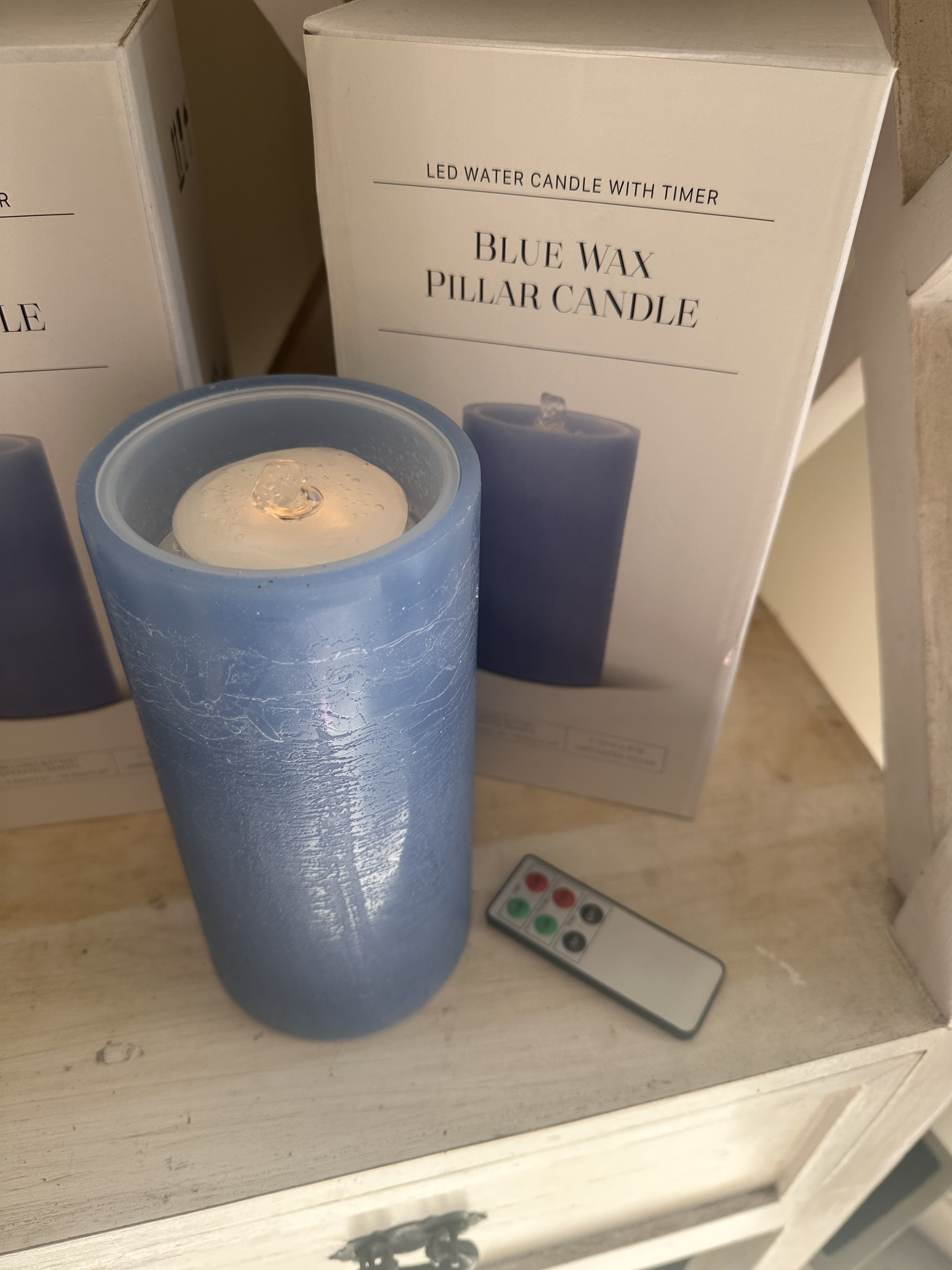 Blue Wax Water Candle - Beautiful wax LED water candle is a great gift for any occasion or treat yourself. The soothing sound of the water and candle light make it a relaxing addition to anyone's decor!