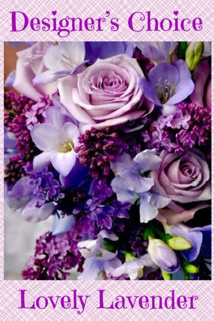 Shades of Lavender Designer's Choice - A  beautiful mix of lavender, white and purple flowers handpicked for Mom. Mom will love it. The photo is an idea of the colors we will use. 