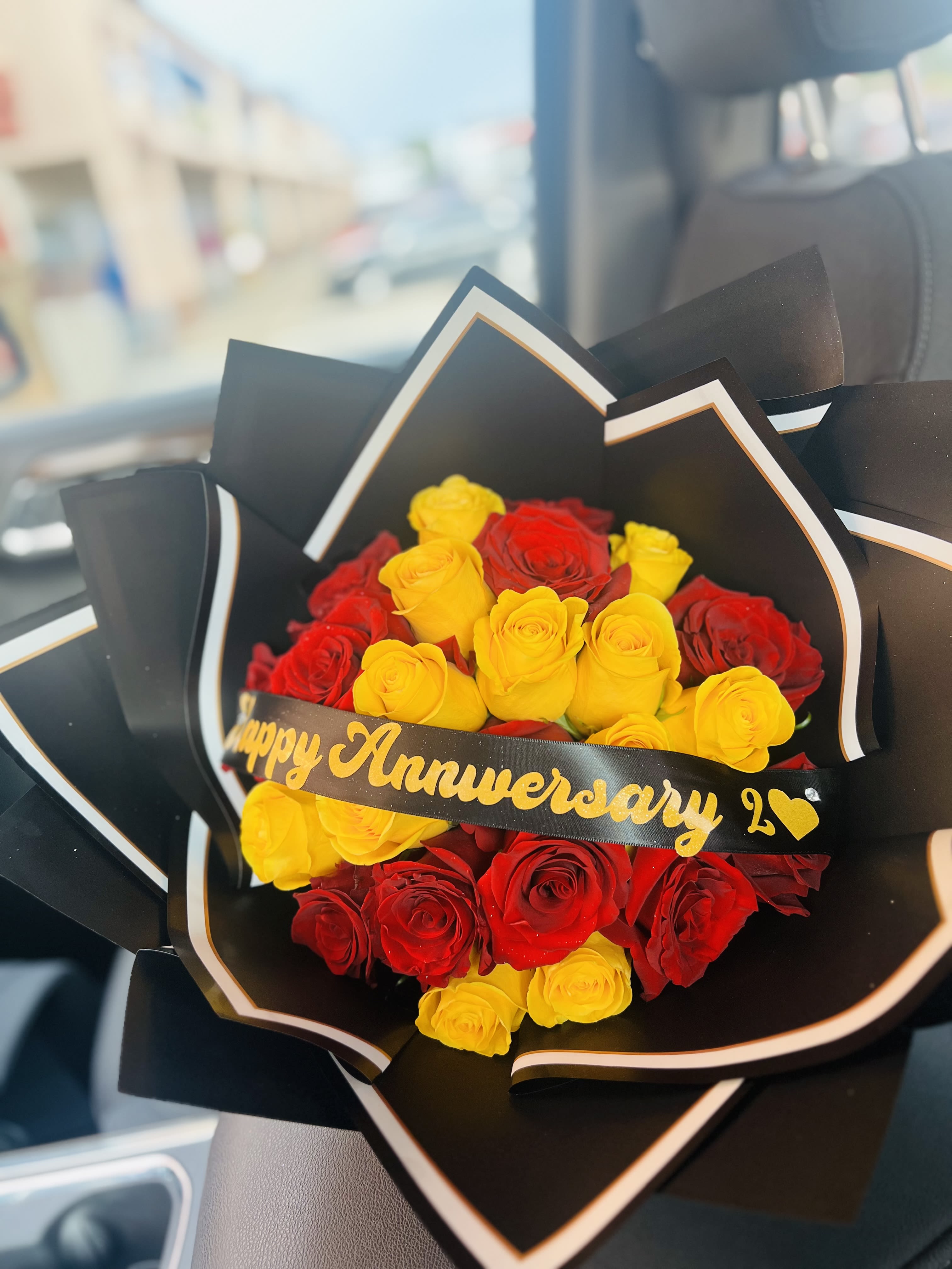 Red yellow Buchon  - 25 roses (12 yellow and 12 red ) 