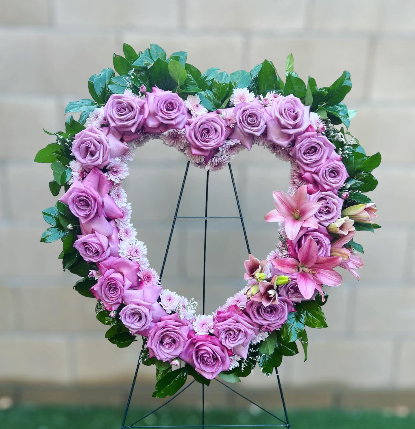 Open Sympathy Heart  - At this difficult time, our custom-made funeral open hearts are tailored to honor your loved one uniquely. Kindly share your color preferences and any details in the florist comments. If you're uncertain or have questions, feel free to call us at 602-675-3110 or text at 602-319-0104. We're here to guide and assist you through the process. Check our samples of our work in the attached pictures.