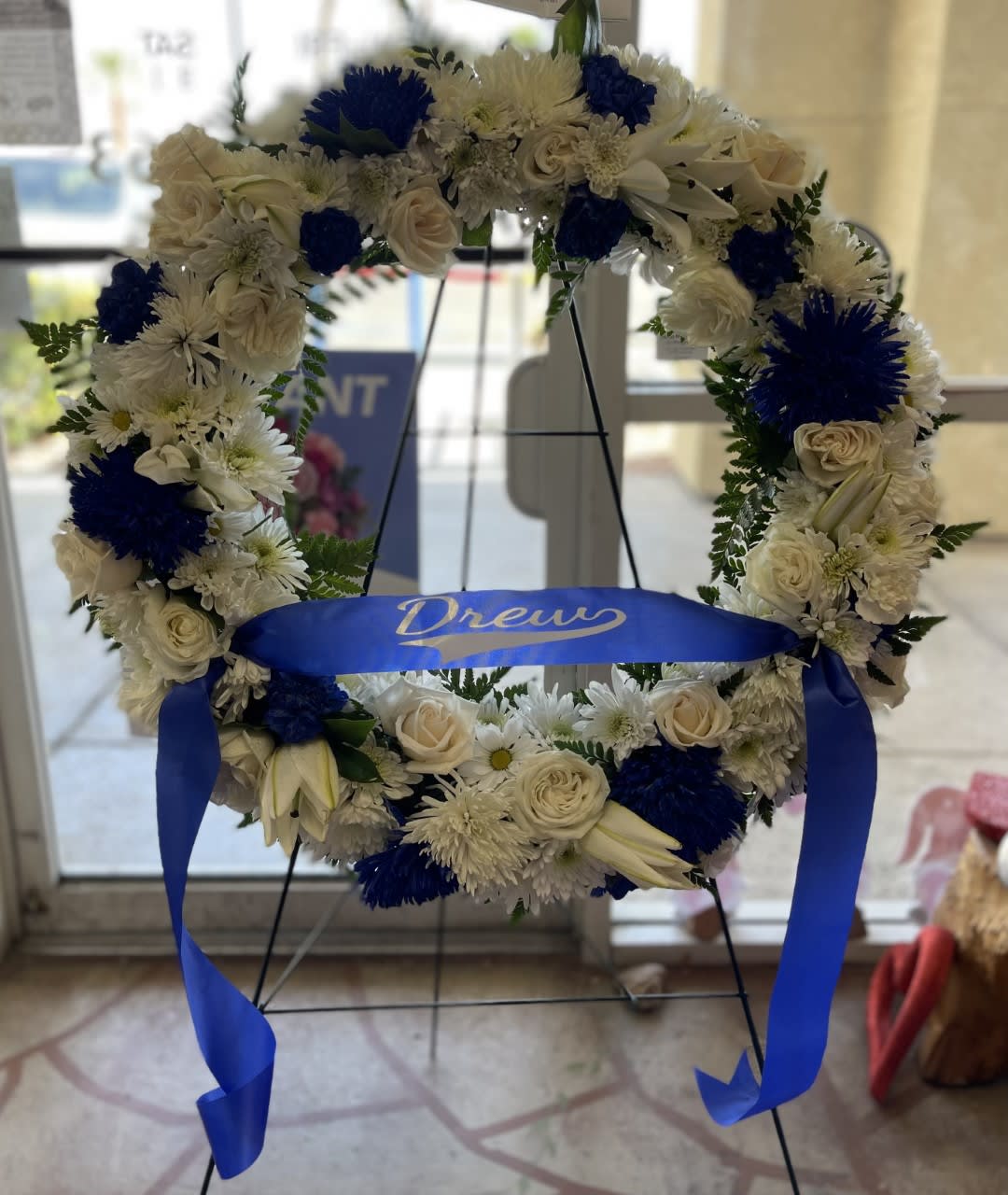 "OLE BALL GAME" "OLE BALL GAME" - OUR BASEBALL THEMED WREATH CAN BE ALTERED TO ANY OF YOUR FAVORITE BASEBALL TEAM COLORS! INCLUDES RIBBON (WITH NAME) IN THAT FABULOUS RETRO BASEBALL FONT.