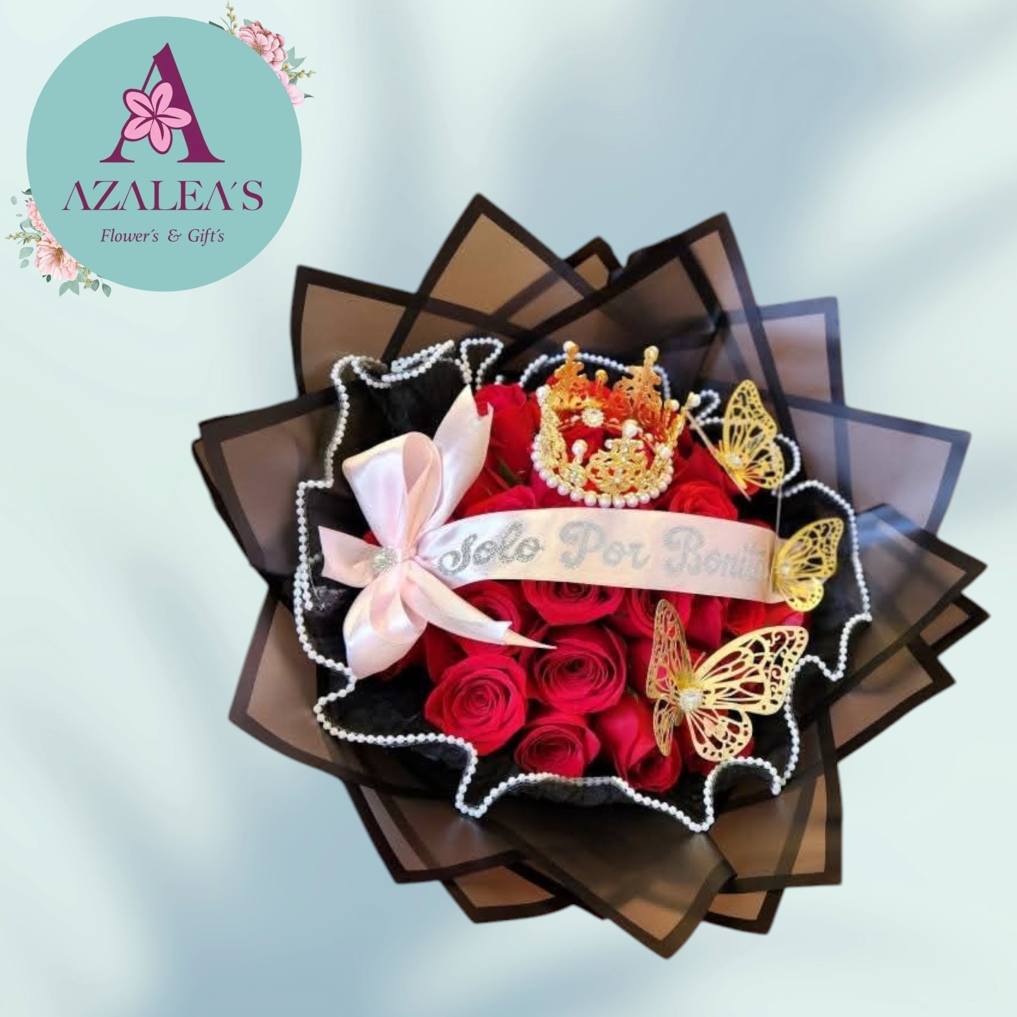 Solo por Bonita 2 - Todo nuestro trabajo esta hecho con mucho amor para ti. Cada arreglo floral tiene un toque especial para nuestros clientes. 25 rosas
