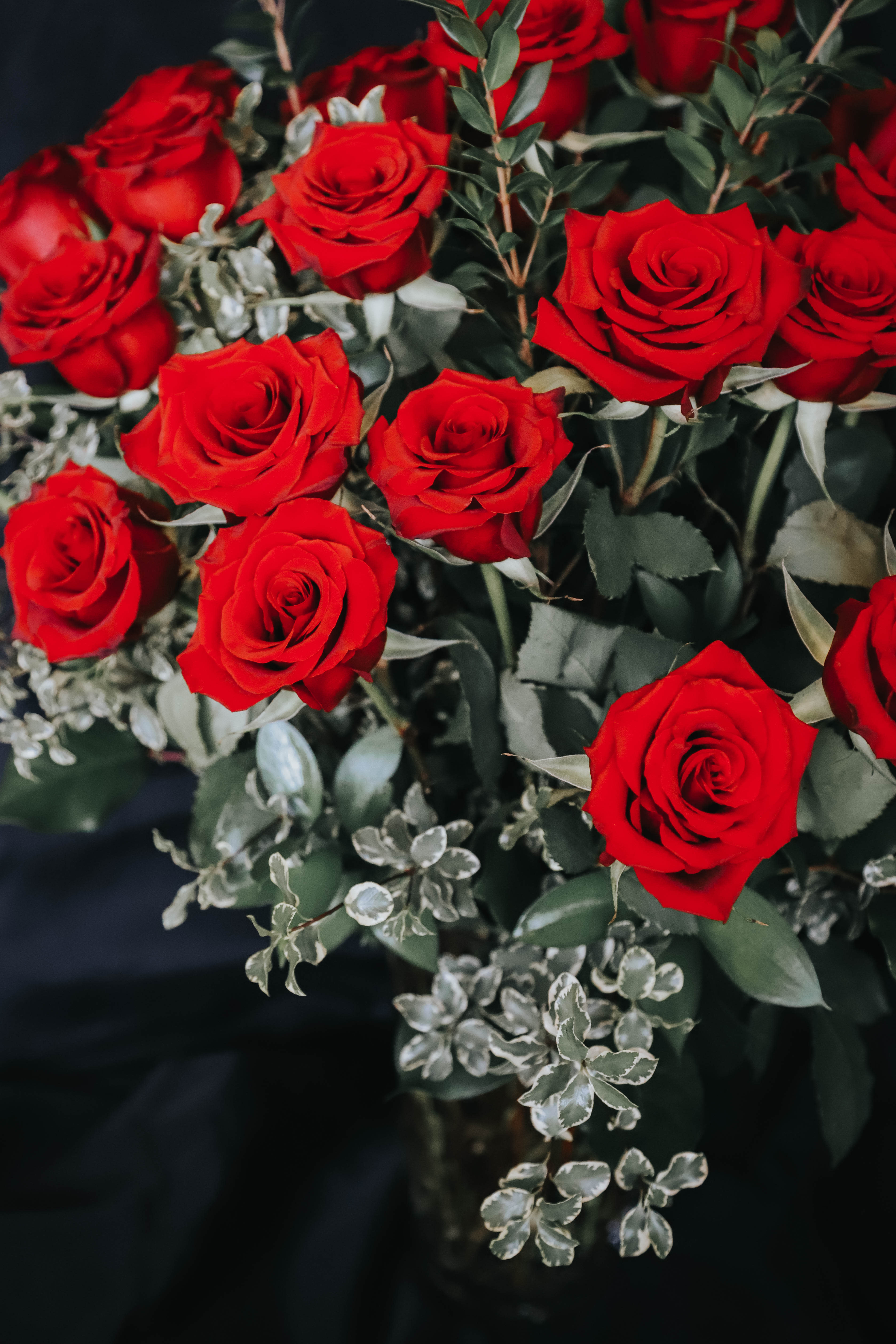 Always on My Mind - Two dozen deep red roses arranged with premium greens.