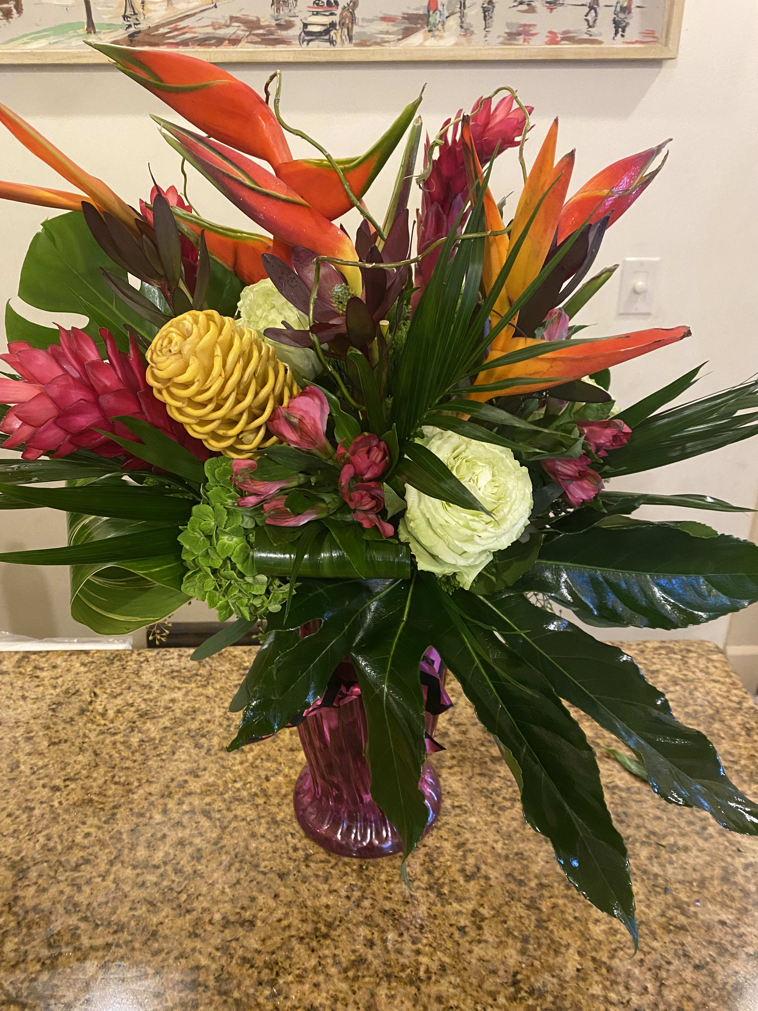 Alohaaaaa Alohaaaaa - Super chic arrangement of exotic blooms!