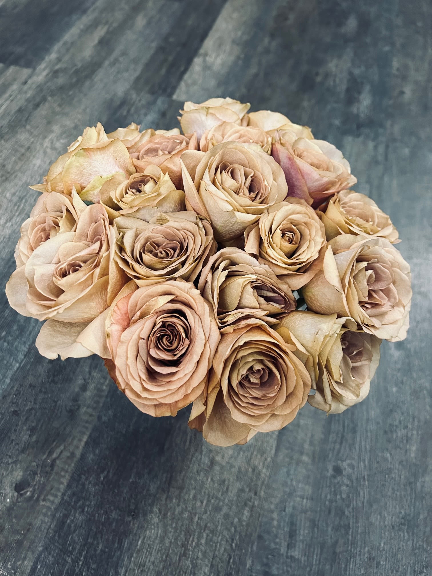 2 Dozen Roses in Galvanized Steel Vase  - 24 roses of your color choice delicately arranged in a sturdy, metal galvanized vase.