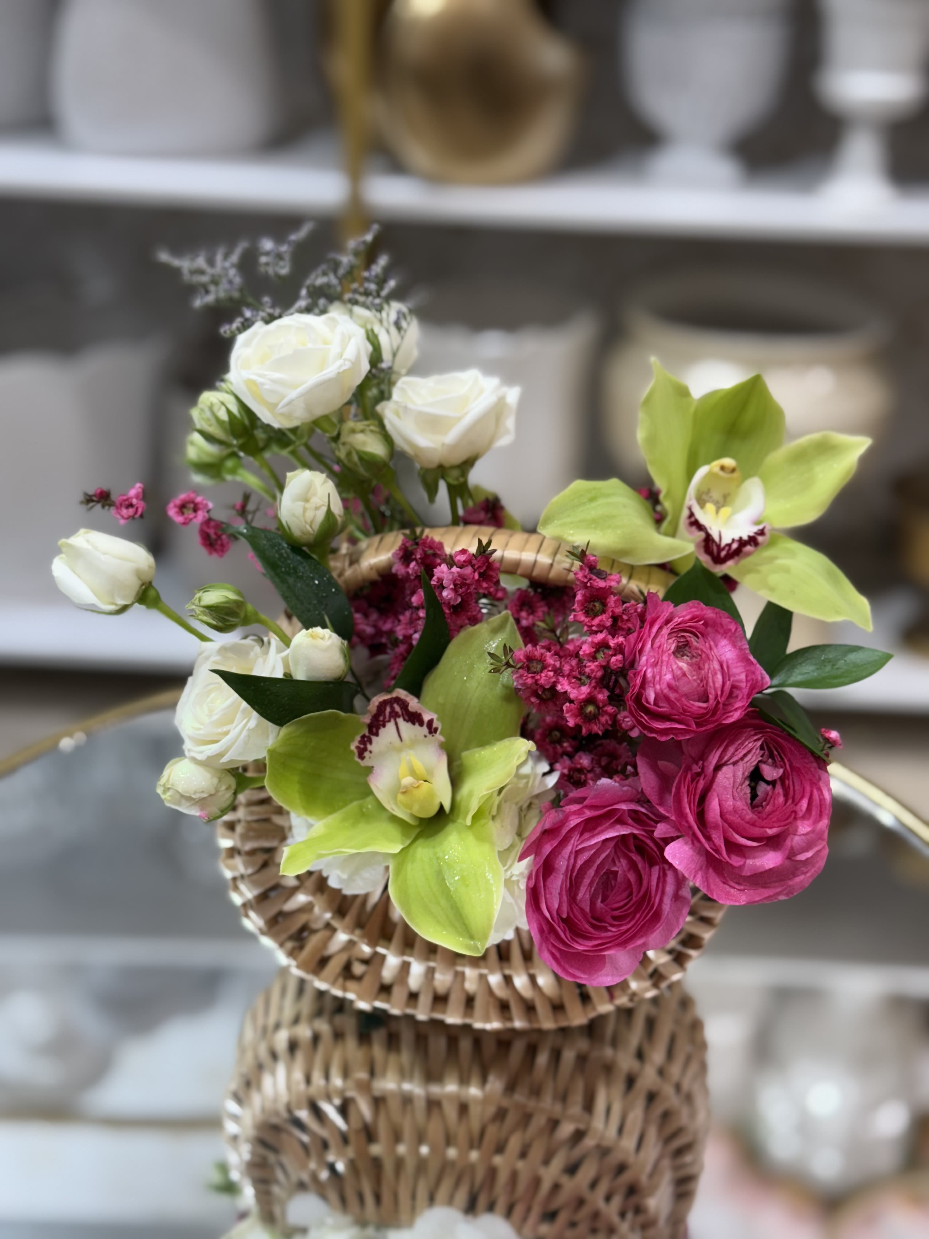 Mixed Spring Basket  - A beautiful mix of spring flowers in stylish basket  