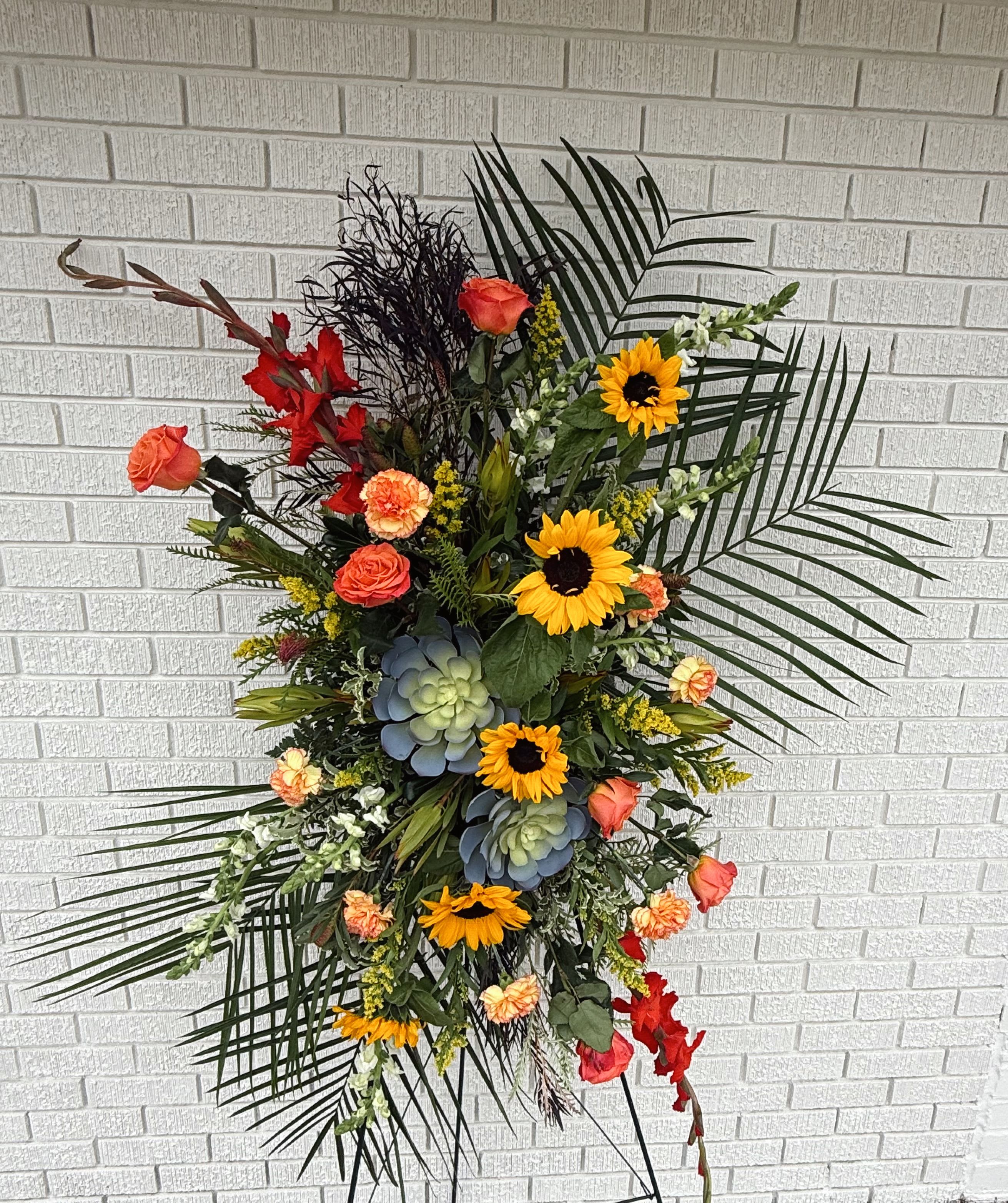 Sunflower Symphony  - Unique standing spray including succulents! 