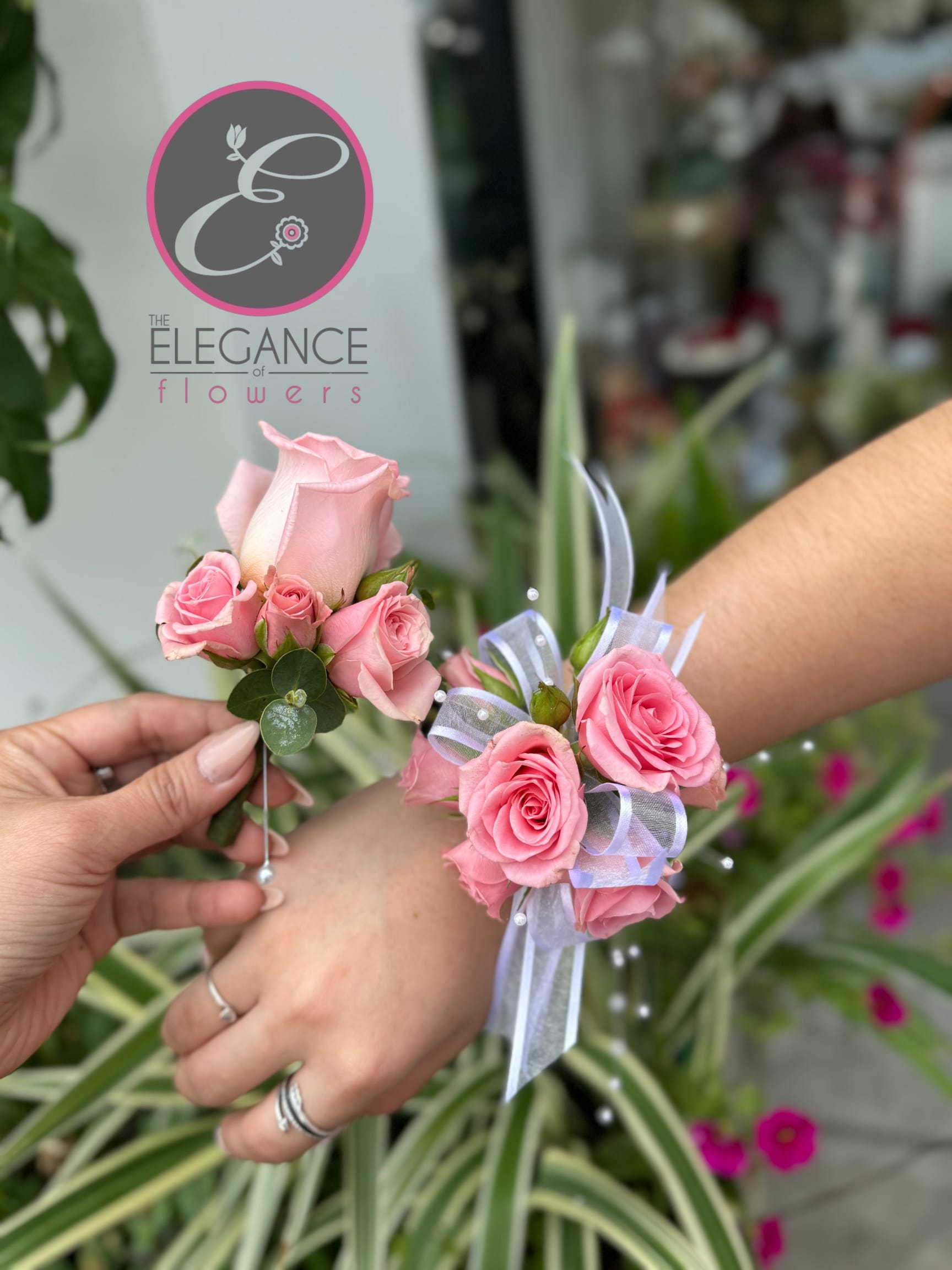 Boutonnière & Corsage Set #2 Boutonnière & Corsage Set #2 - Two-piece set featuring a matching boutonnière and corsage, perfect for homecoming, proms, and special occasions.