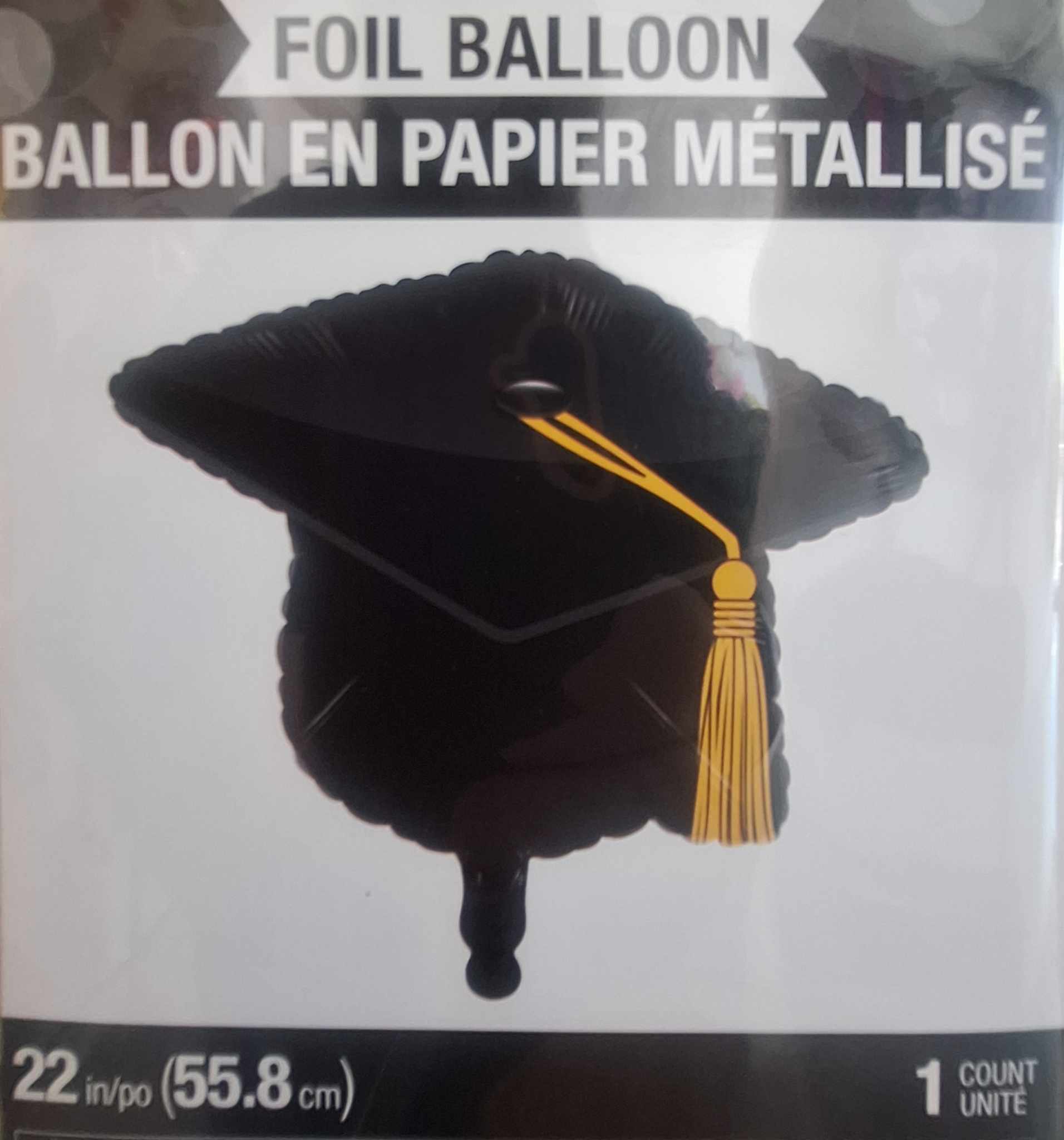 22in Graduation Cap Foil Balloon 22in Graduation Cap Foil Balloon - 22in black/gold graduation cap is perfect to add to any balloon bundle, stuffed animal, or floral arrangement.