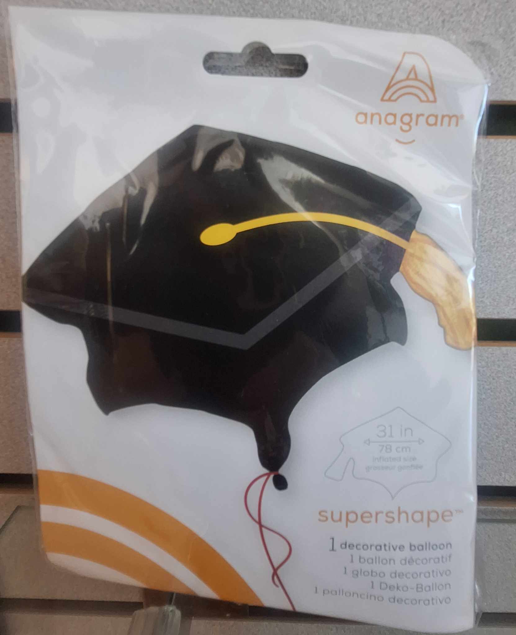 31in Graduation Cap Mylar Balloon 31in Graduation Cap Mylar Balloon - 31in black/gold graduation cap is perfect to add to any balloon bundle, stuffed animal, or floral arrangement.