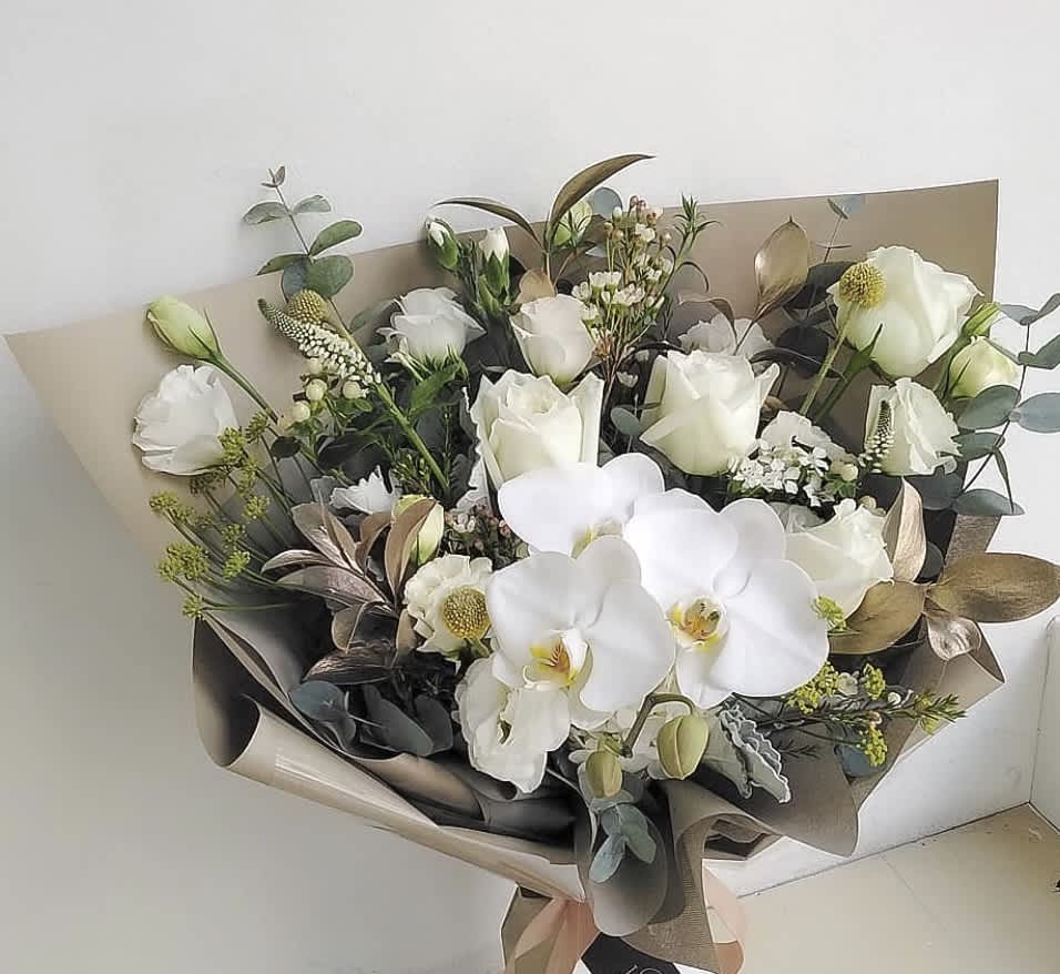 Garden White Orchids Bouquet - Standard - Your order will be arranged approximately as shown on our website