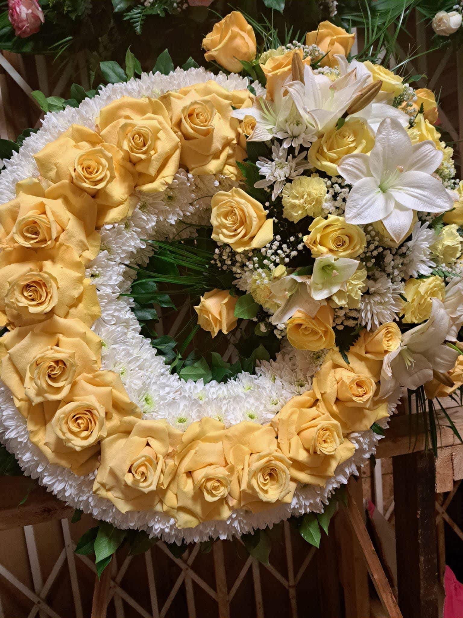 Yellow roses - Crown for funeral
