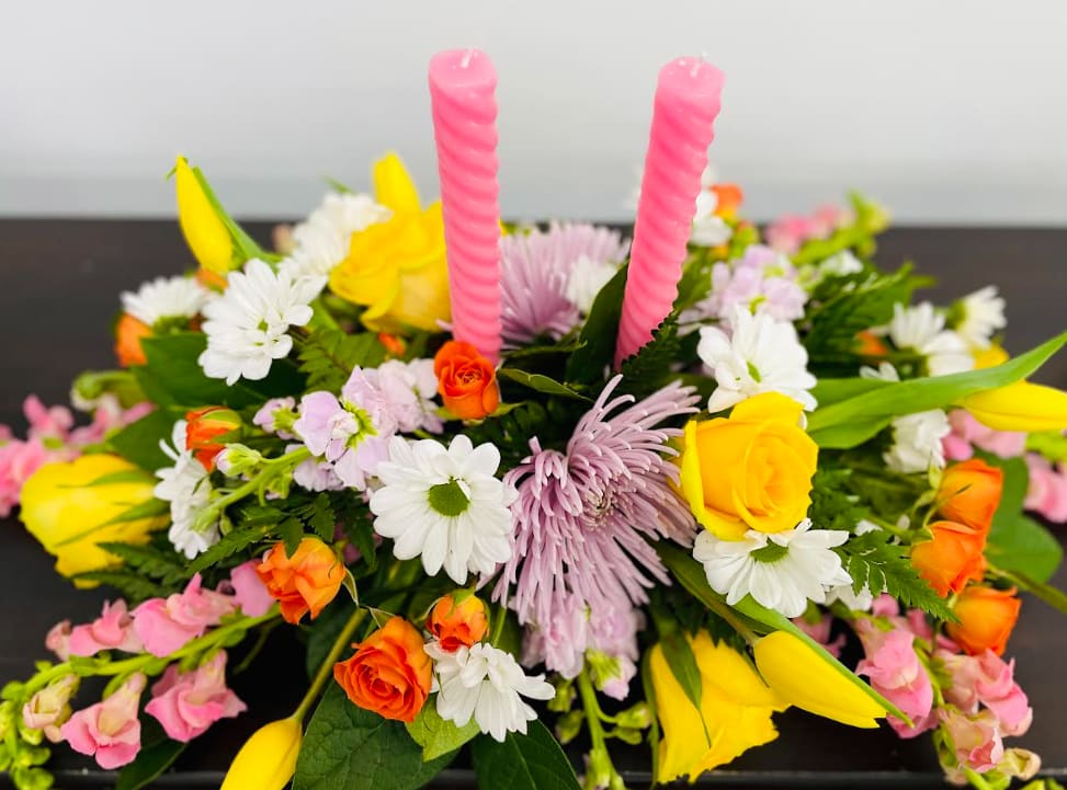 Spring Celebration - Spring is in bloom!  Beautiful pinks and yellows will brighten up any family gathering and bring smile to peoples faces.   