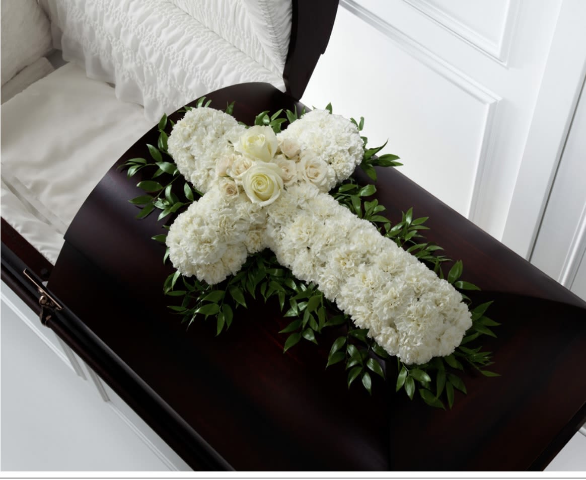 Cross casket spray Cross casket spray - This cross can be done in any color your loved one liked.
