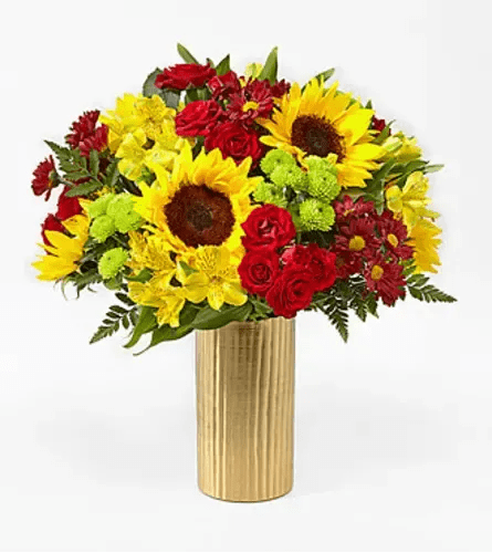 Shades of autumn bouquet  - Sunflowers, daisy’s, spray roses