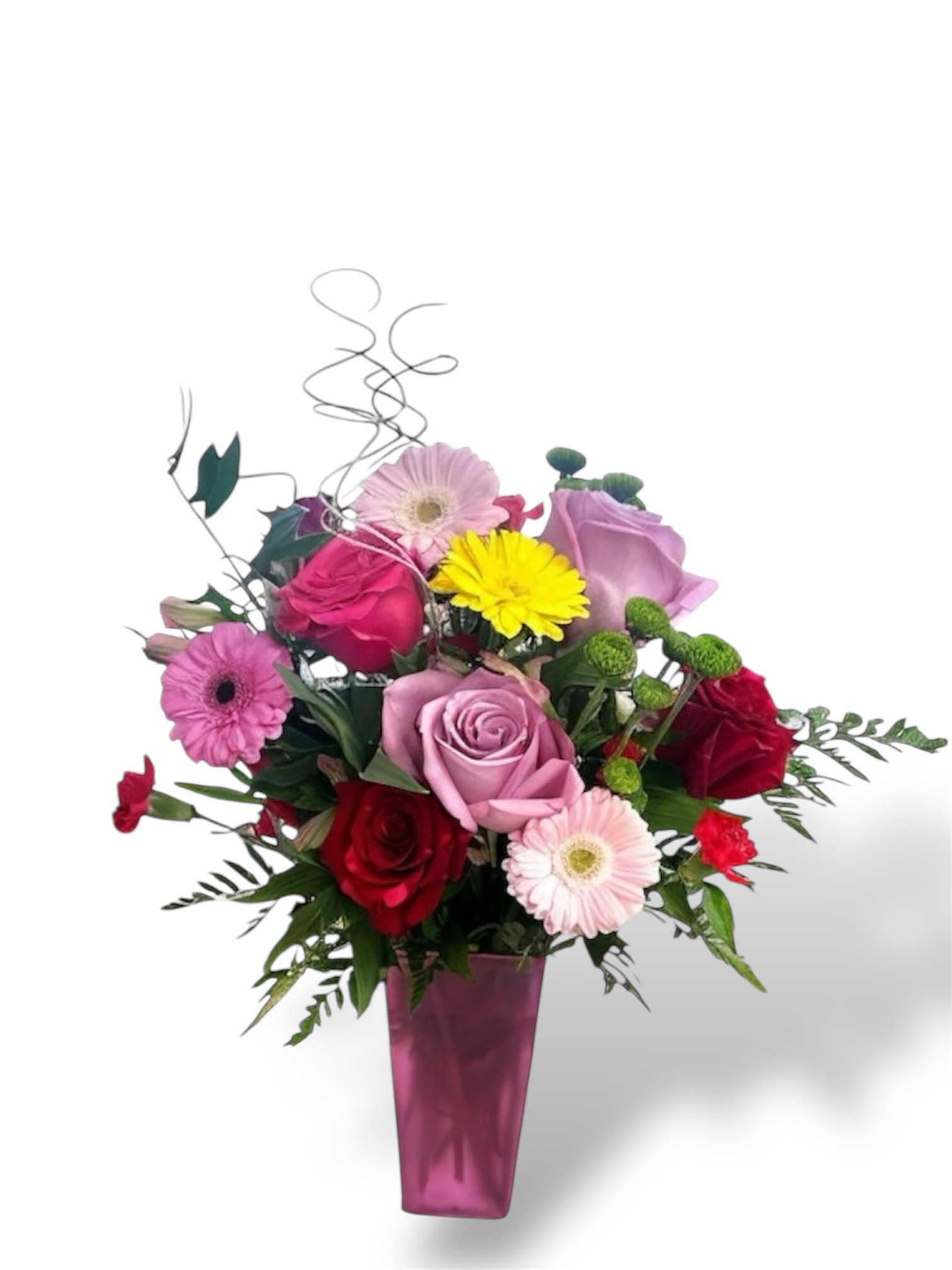 Cherished Memories by Amanda Cherished Memories by Amanda - Roses and Gerbers in a pink vase.