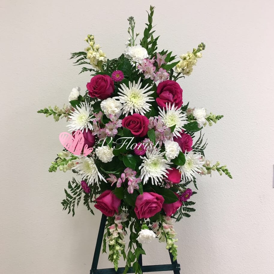 Sincere Thought Sympathy Spray C3 Sincere Thought Sympathy Spray C3 - Take a walk through the garden of memories with this lush spray of hot pink and white blooms, accented with fresh green leaves. It's a joyful expression of sympathy sure to be appreciated. Our florists hand-design each arrangement, so colors and assortment may vary based on local availability Orders must be placed three days in advance to allow for processing