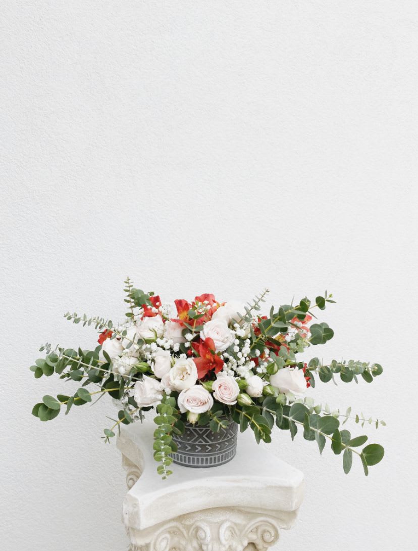 Burning Desire  - Perfect for all occasions, this arrangement will most certainly bring a smile to your face and beautiful aromas to your nose.   Vase is included.  All Sunset Flor arrangements include a flower food package, a care card, and floral info sheet. 