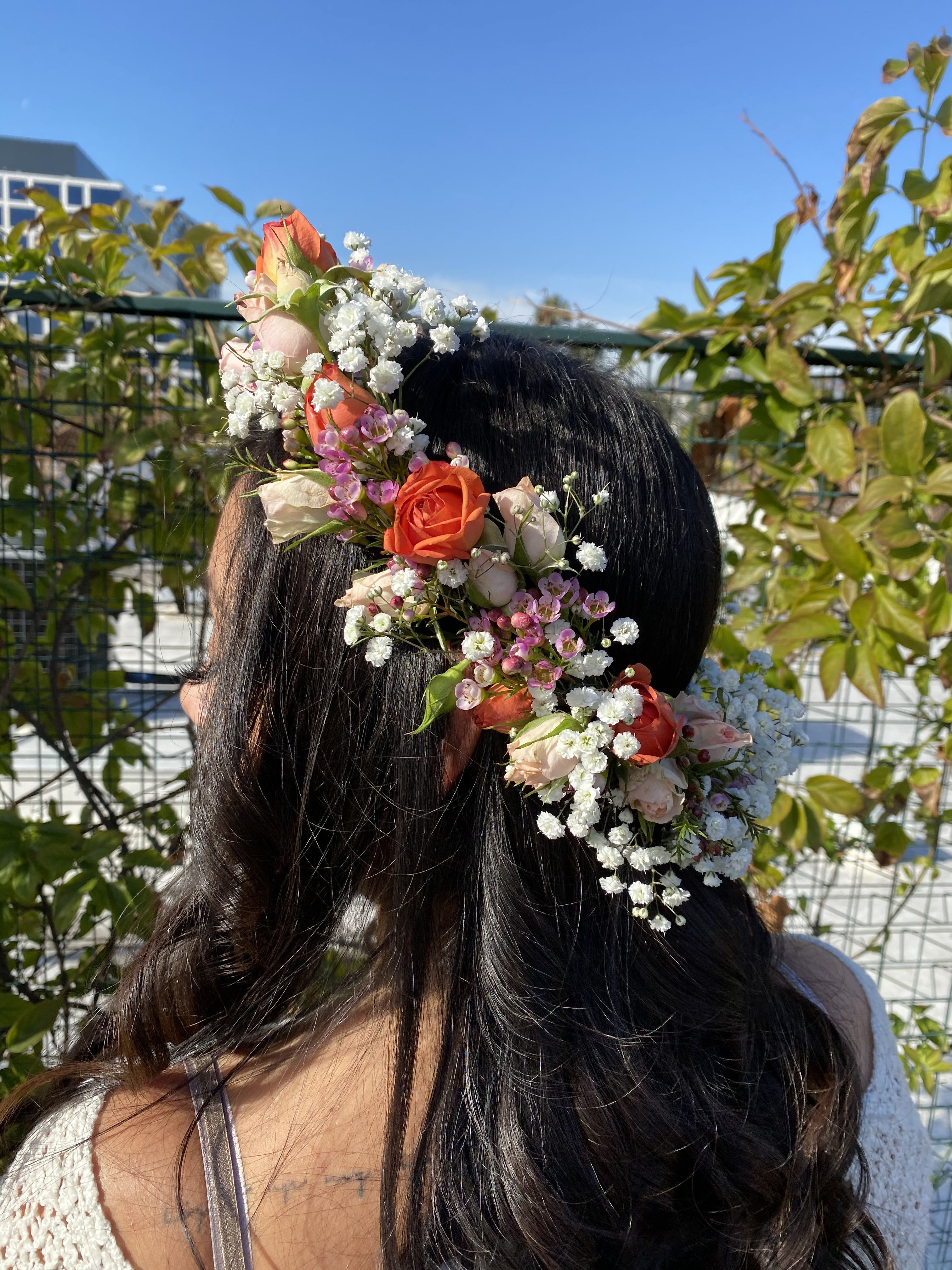 Garden Flower Crown  - A Flower Crown perfect for all occasions. Adorn yourself or your loved one with a crown of baby’s breath, spray roses, and wax flowers. 