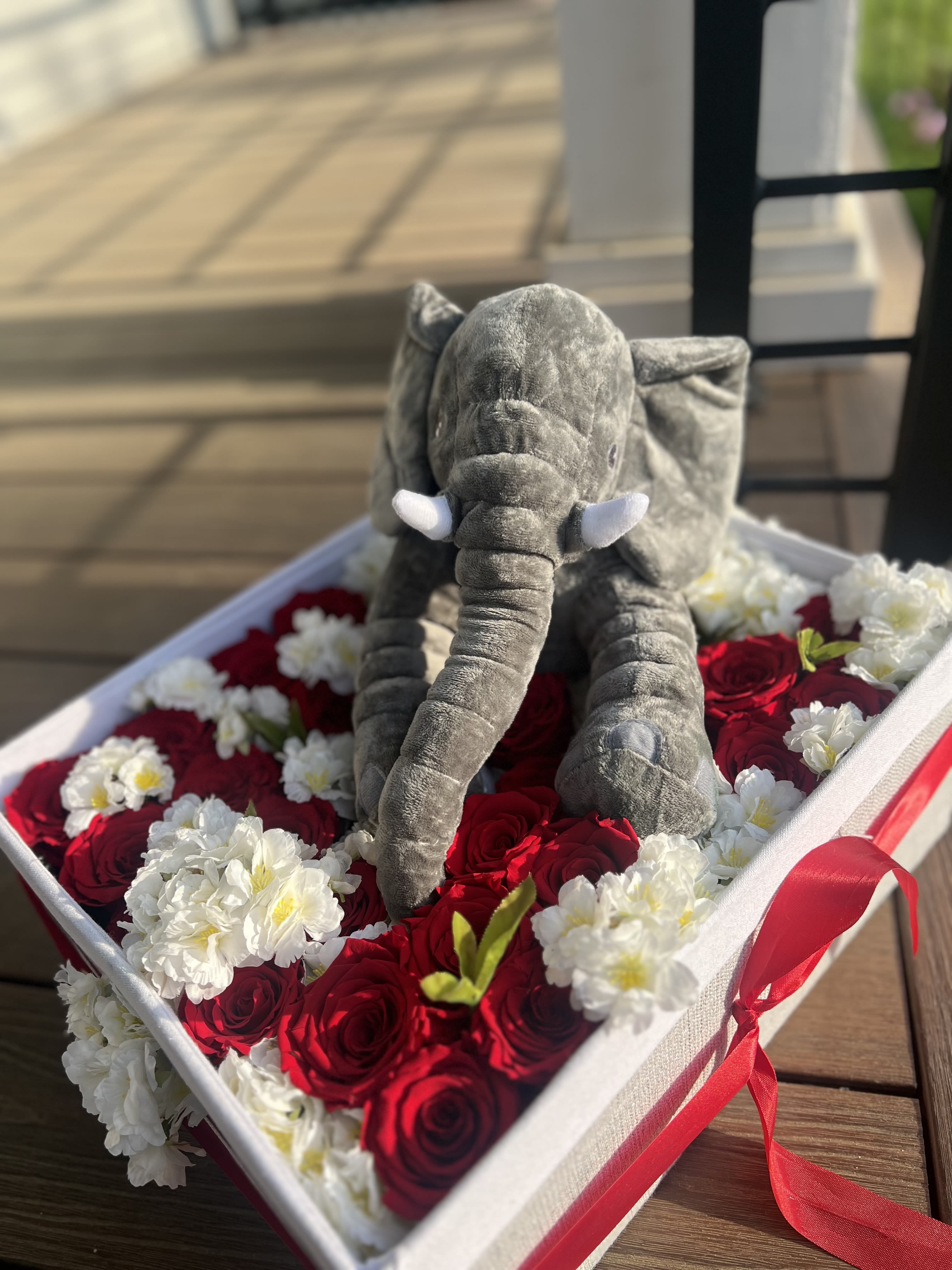 Greek Love  - Baskets with preserved roses(roses meant to last 1-2  years without treatment) and the animal of your sorority/fraternity