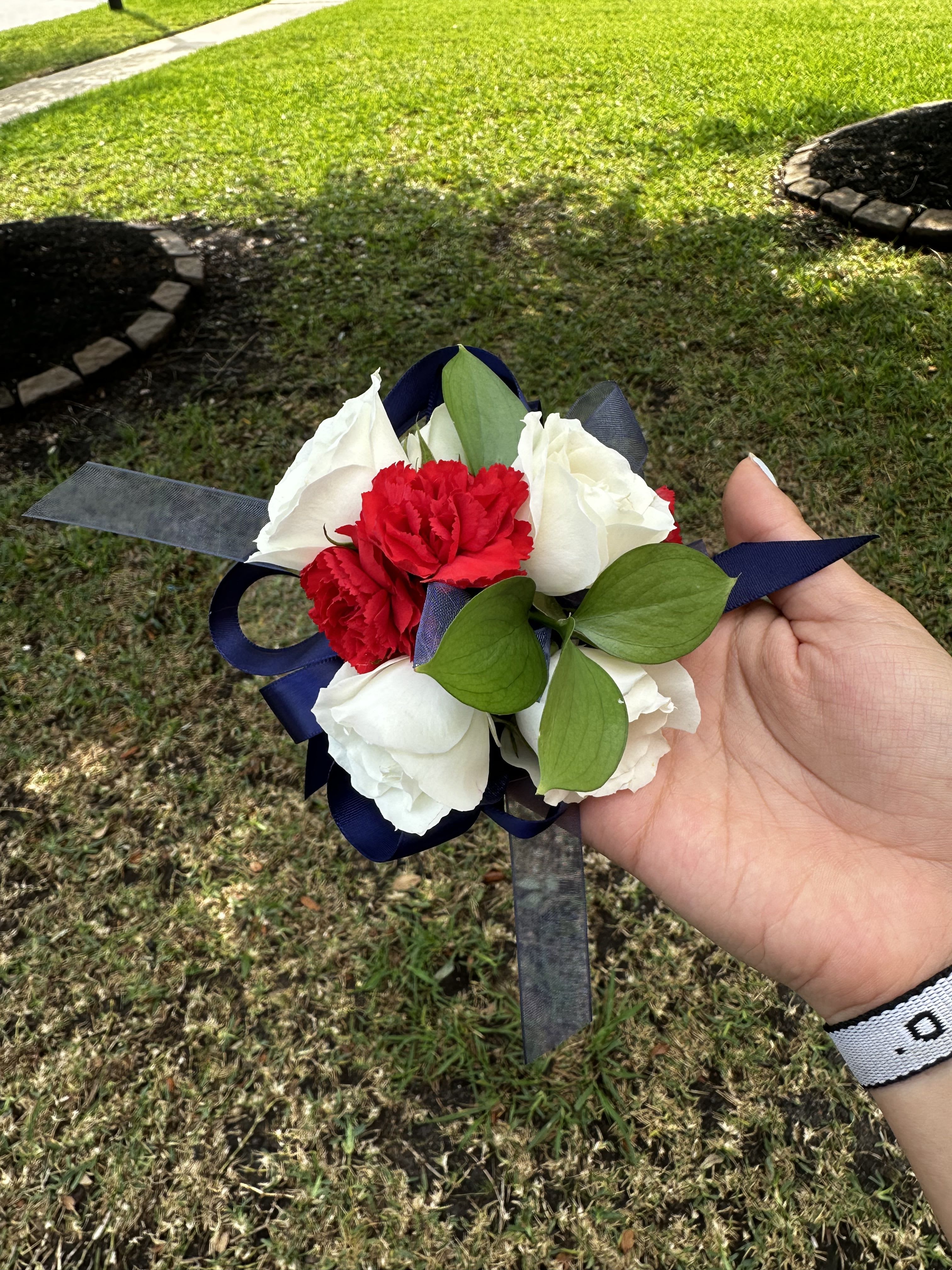 Corsages  - red white and blue  Prom Corsage corsage matching Boutonniere extra 10 dollars.   