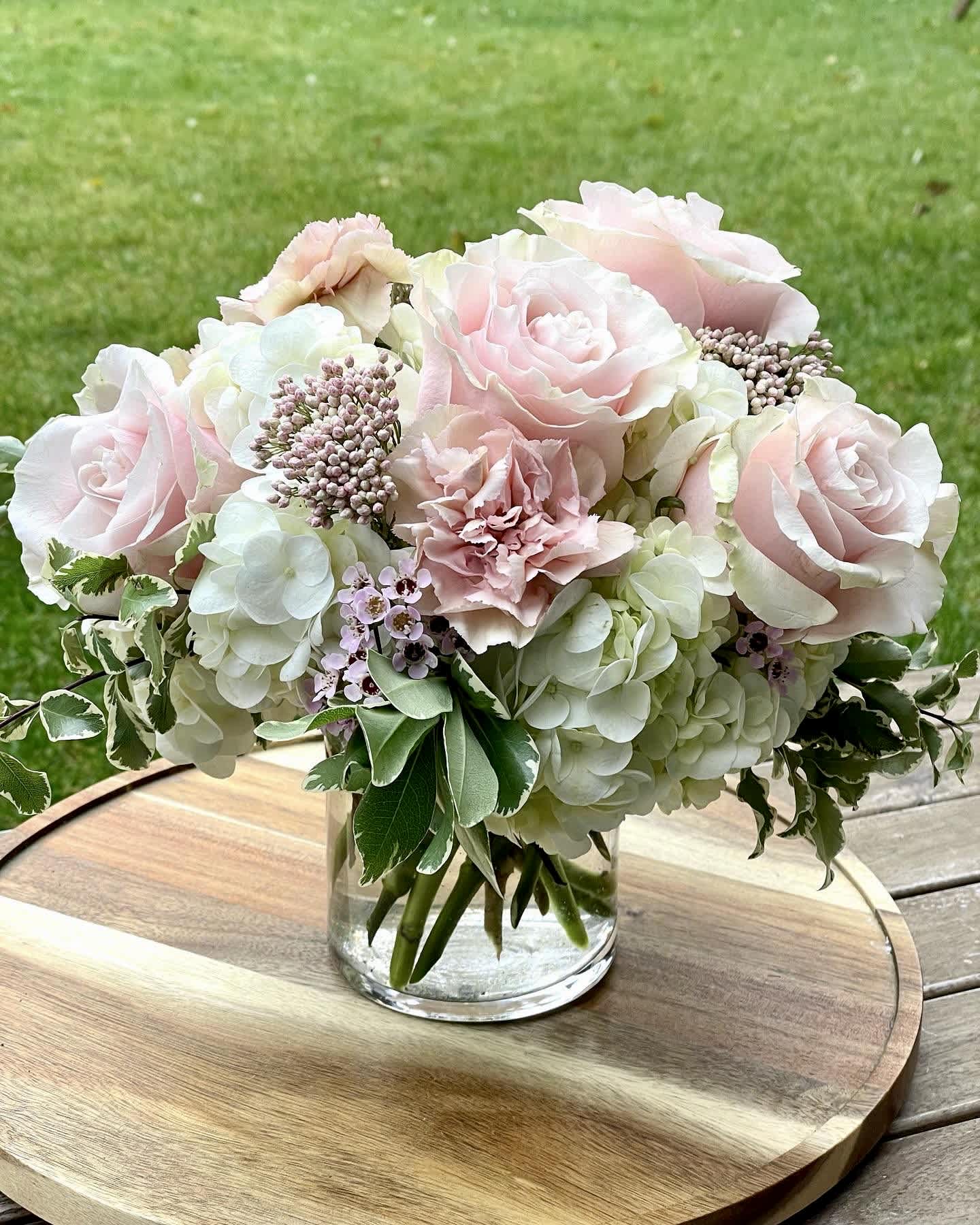 Blush - A soft palette of ivory and pale pink. Perfect to welcome a new baby or a simple wedding centerpiece.