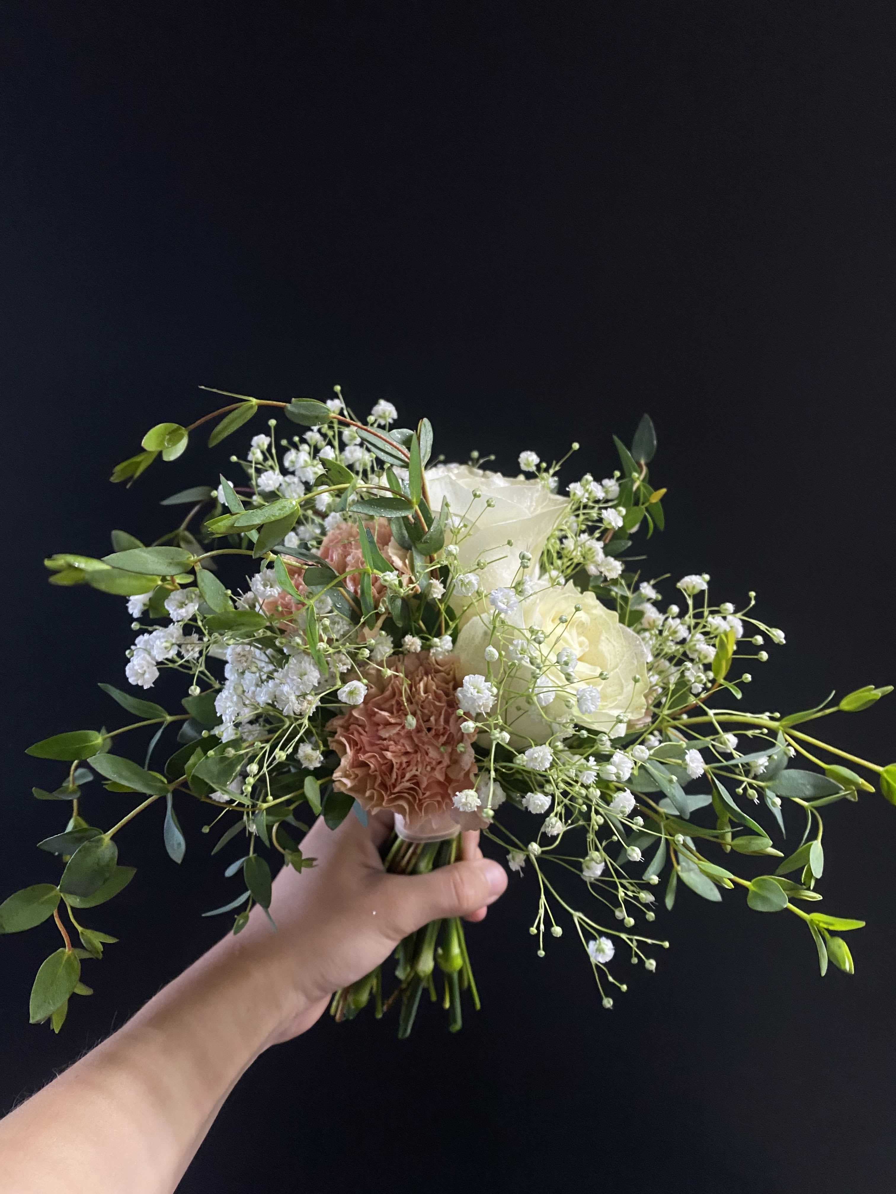 Prom Bouquet-Peach &amp; White - Peach and white prom bouquet.