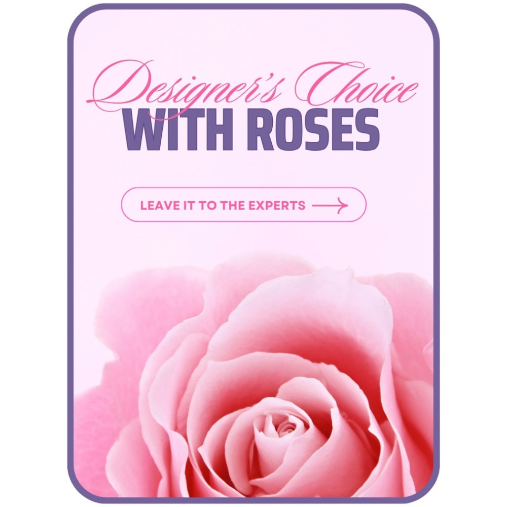 Designer's Choice with Roses in Glass Vase - Indulge in the creativity of our Designer's Choice floral arrangement featuring roses. Our skilled designers will meticulously curate an extraordinary composition utilizing a medley of flowers, placing special focus on the beauty of the rose. Perfect for any occasion, this bespoke arrangement is a heartfelt token of appreciation that will seize the admiration of its recipient and remain in memory. Rely on our designers to hand-craft a remarkable display combining the intricate beauty of roses with harmonizing blooms, culminating in a truly awe-inspiring gift.