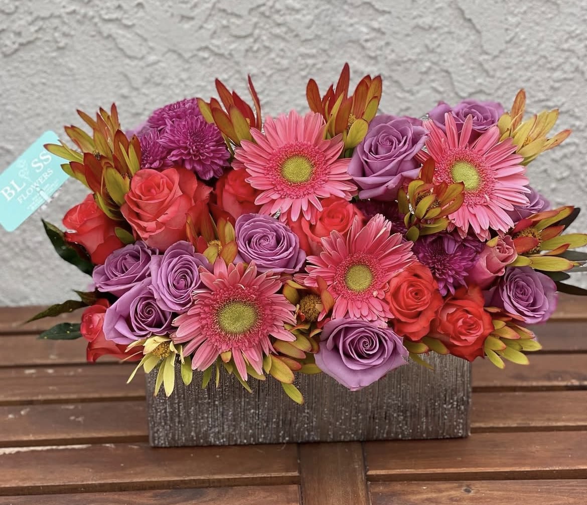 Blossom Giggles Blossom Giggles - Brighten anyones day with this cheerful arrangement bursting with vibrant blooms.