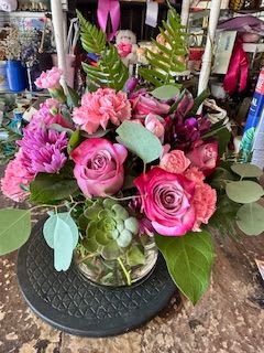 lavender and pink - lavender roses, pink carnations, spray pink roses,purple astromerias