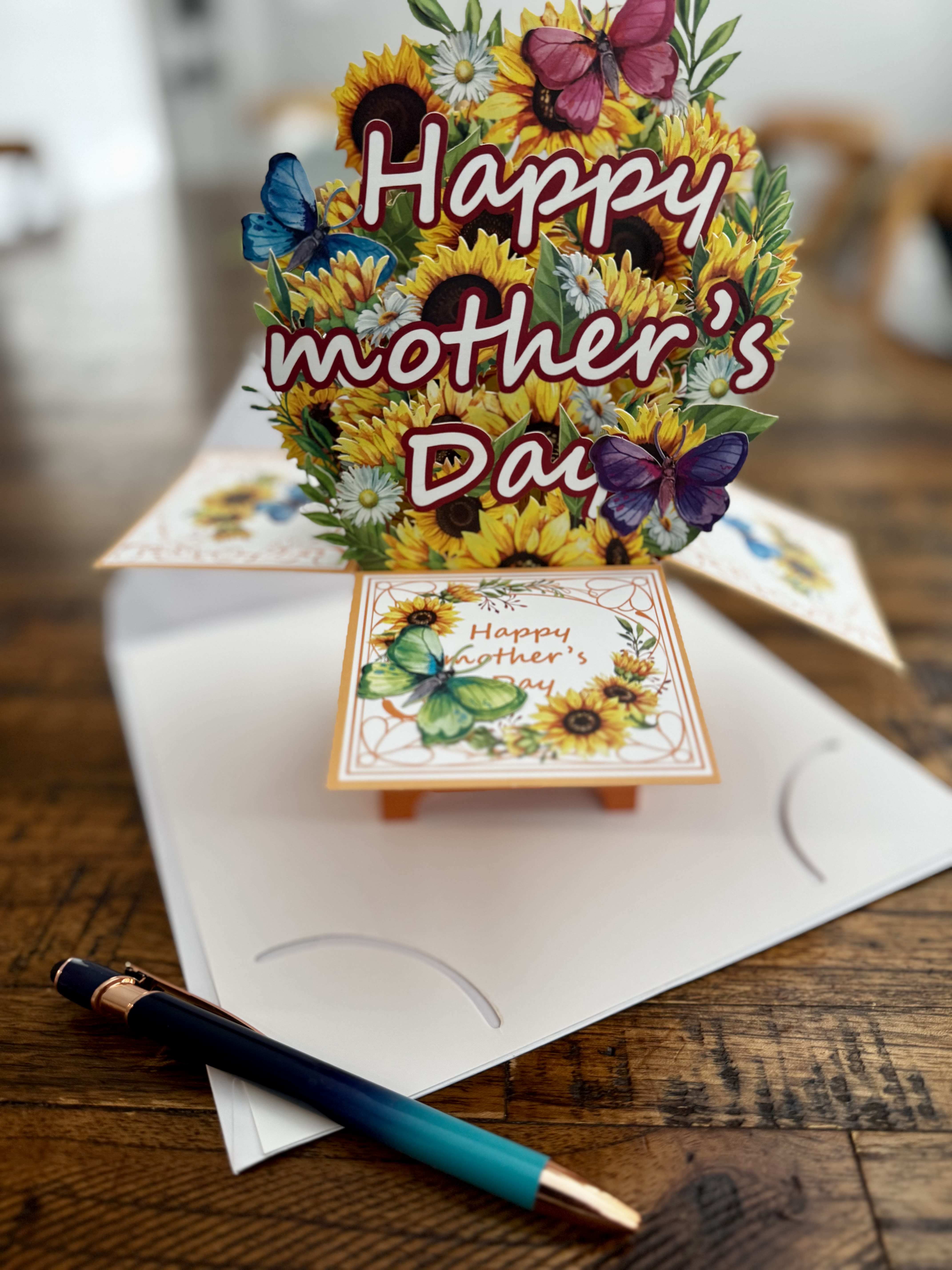 Card 3D mother day sun flower - Happy Mother’s Day Sunflower Card, Pop Up Card –Handmade Mothers Thank You Mom, for Grateful Mom