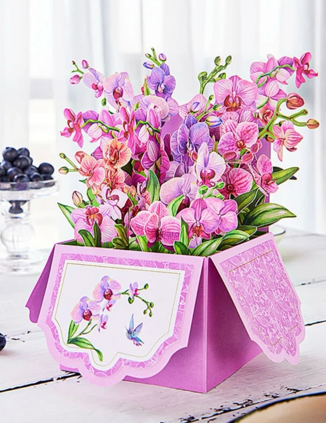 Card 3D Paper Flower Bouquet - Flower Pop Up Cards Paper Flower Bouquet Card Box 3D Popup Flower Greeting Cards for Valentine's Day Mother's Day Happy birthday thinking of you 