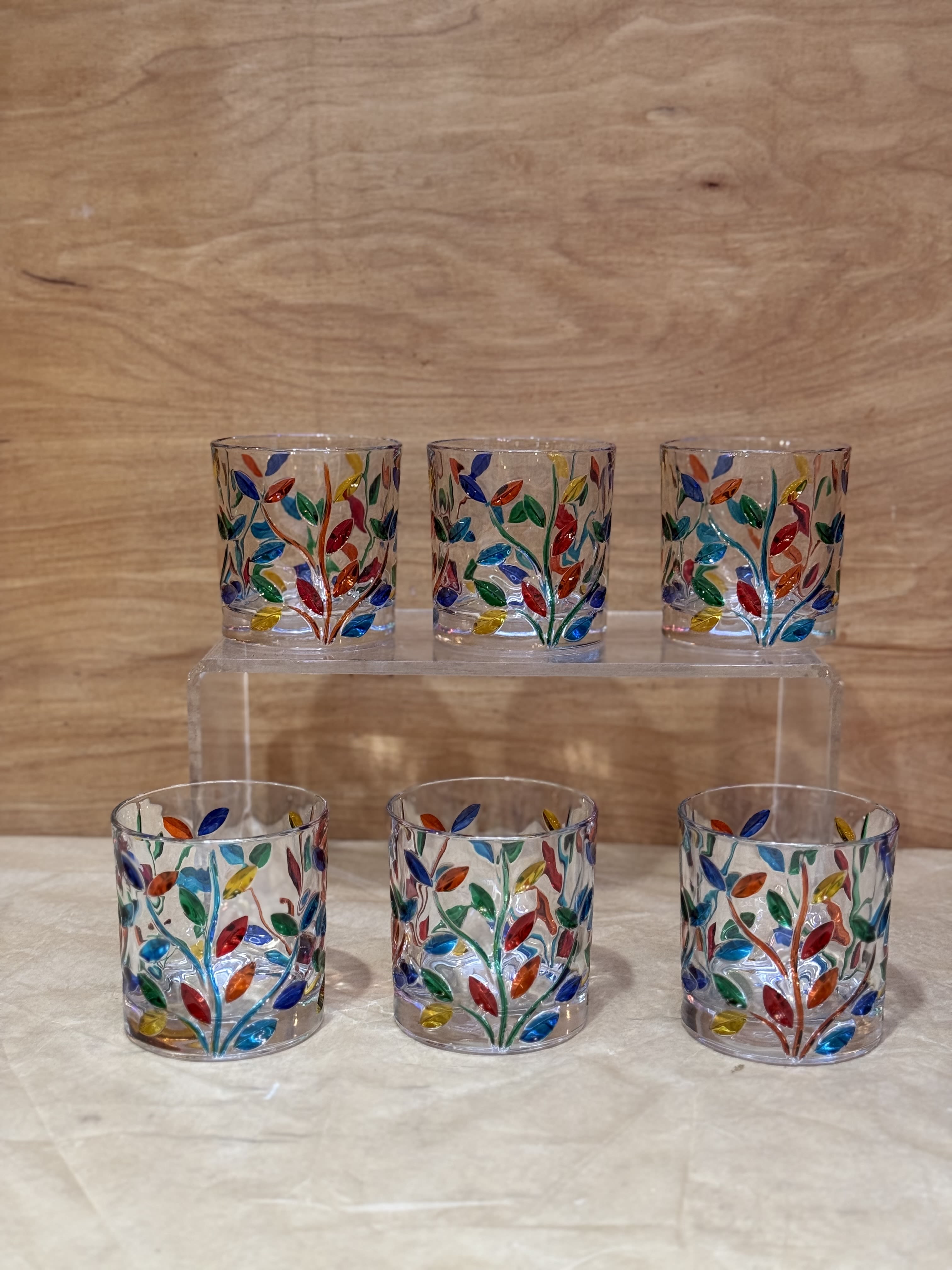 Tree of Life Whiskey Glass - Set of 6 - Our &quot;Tree of Life&quot; pattern will add charm and grace to any setting.  Beautifully designed  classic crystal that is colorfully hand painted by our master artisans.  Glass 8 oz for any beverage.  Glasses are gift boxed in sets of 6.  Hand wash only.  Made in Italy.