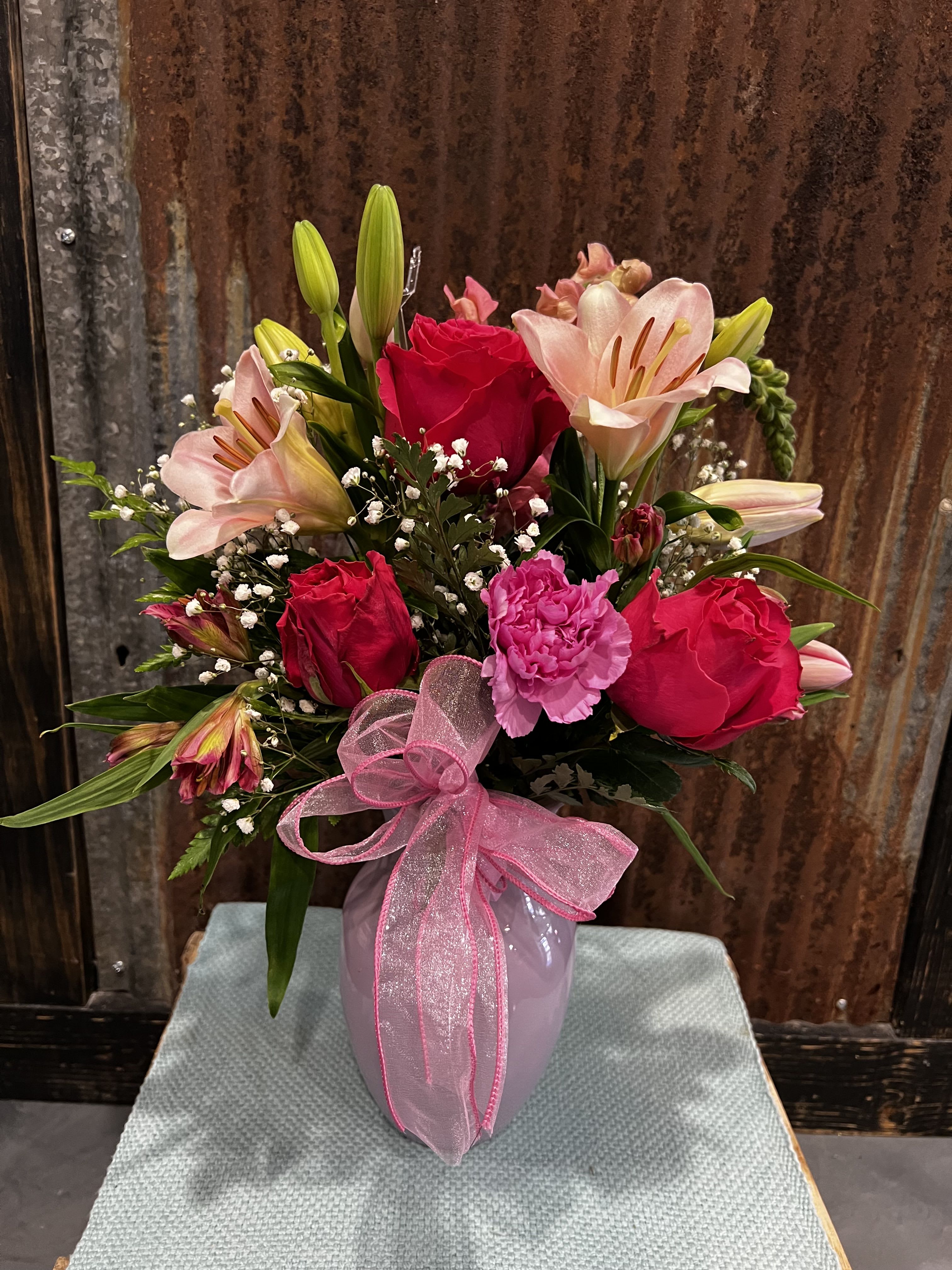 Pink Party Bouquet  - A variety of Pink flowers arranged in a vase 