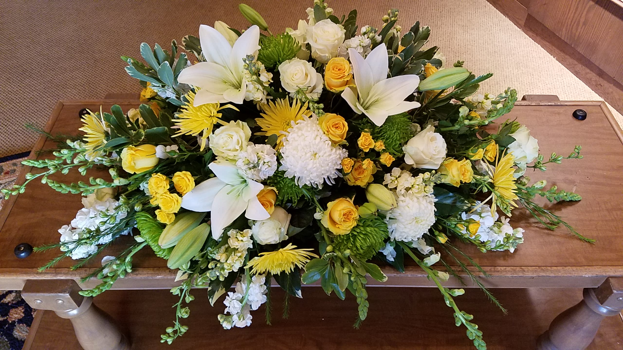 White and Yellow Casket Cover