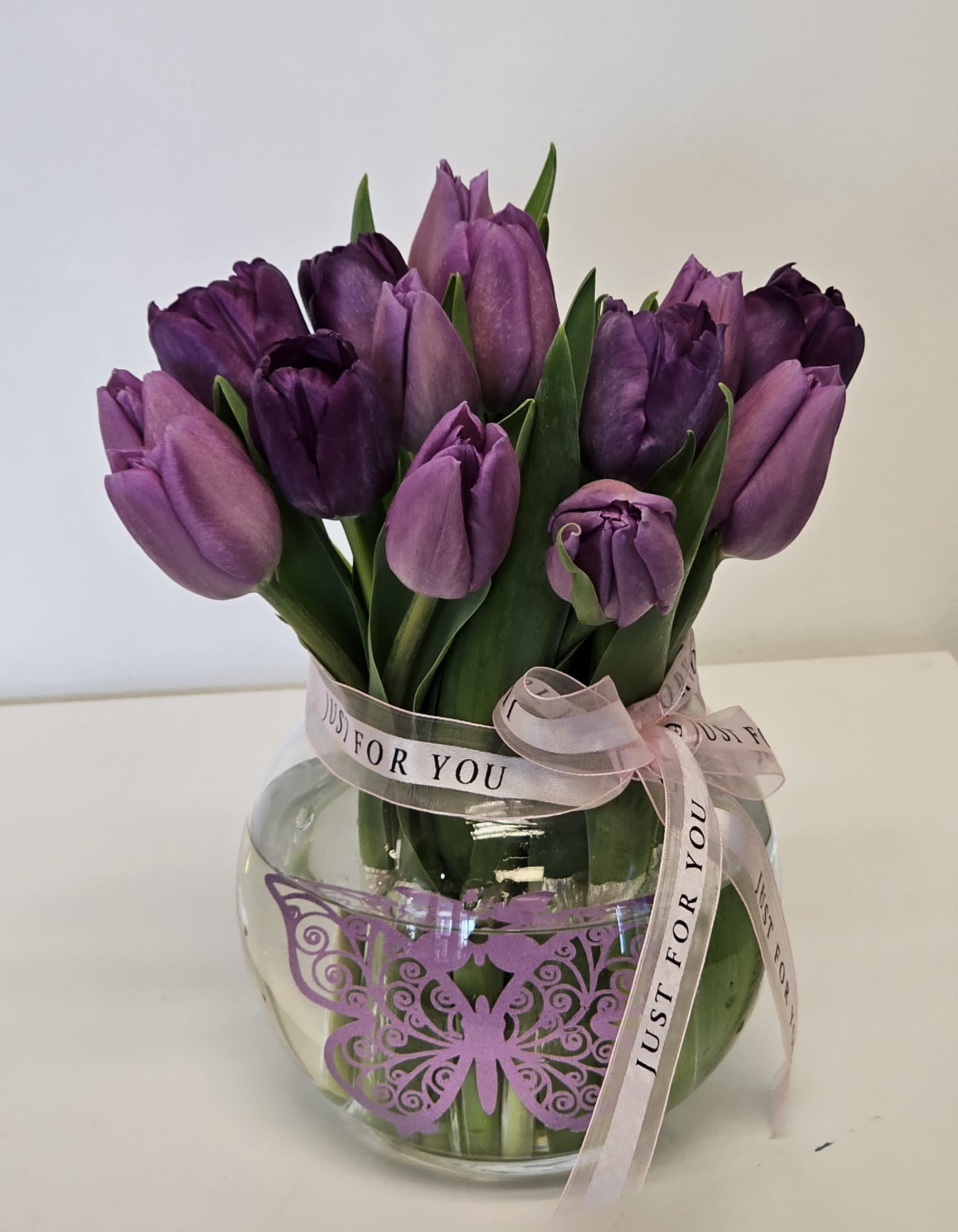Tulips in the vase - Beautiful purple tulips 