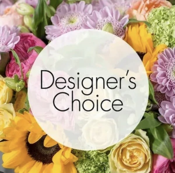Designer’s Choice Designer’s Choice - Allow our skilled designers to use their artistic freedom to create a one if a kind flower arrangement. Please feel free to leave specifics in the comments on any flowers you may not like etc. Photo is just an example of one of the many possibilities for floral. ***please note that if you are wanting very specific colors and variations, it's best to order in advance by phone as we do not stock specialized flowers at all times in every color or variety.