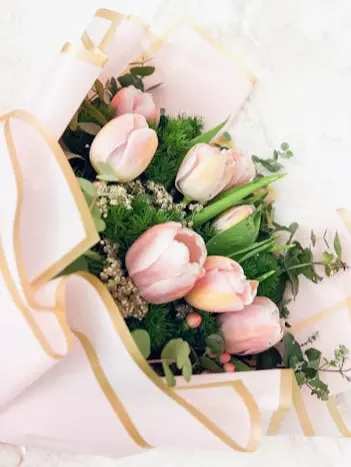 Elegant Pink Tulips Bouquet - Brighten someone's day with the timeless beauty of our exquisite Pink Tulips Bouquet, carefully crafted to radiate grace and charm. Perfect for celebrating love, joy, and special moments, these delicate tulips symbolize affection and admiration. Perfect for Every Occasion: Ideal for birthdays, anniversaries, Valentine's Day, or simply to say &quot;thank you&quot; or &quot;I care.&quot;