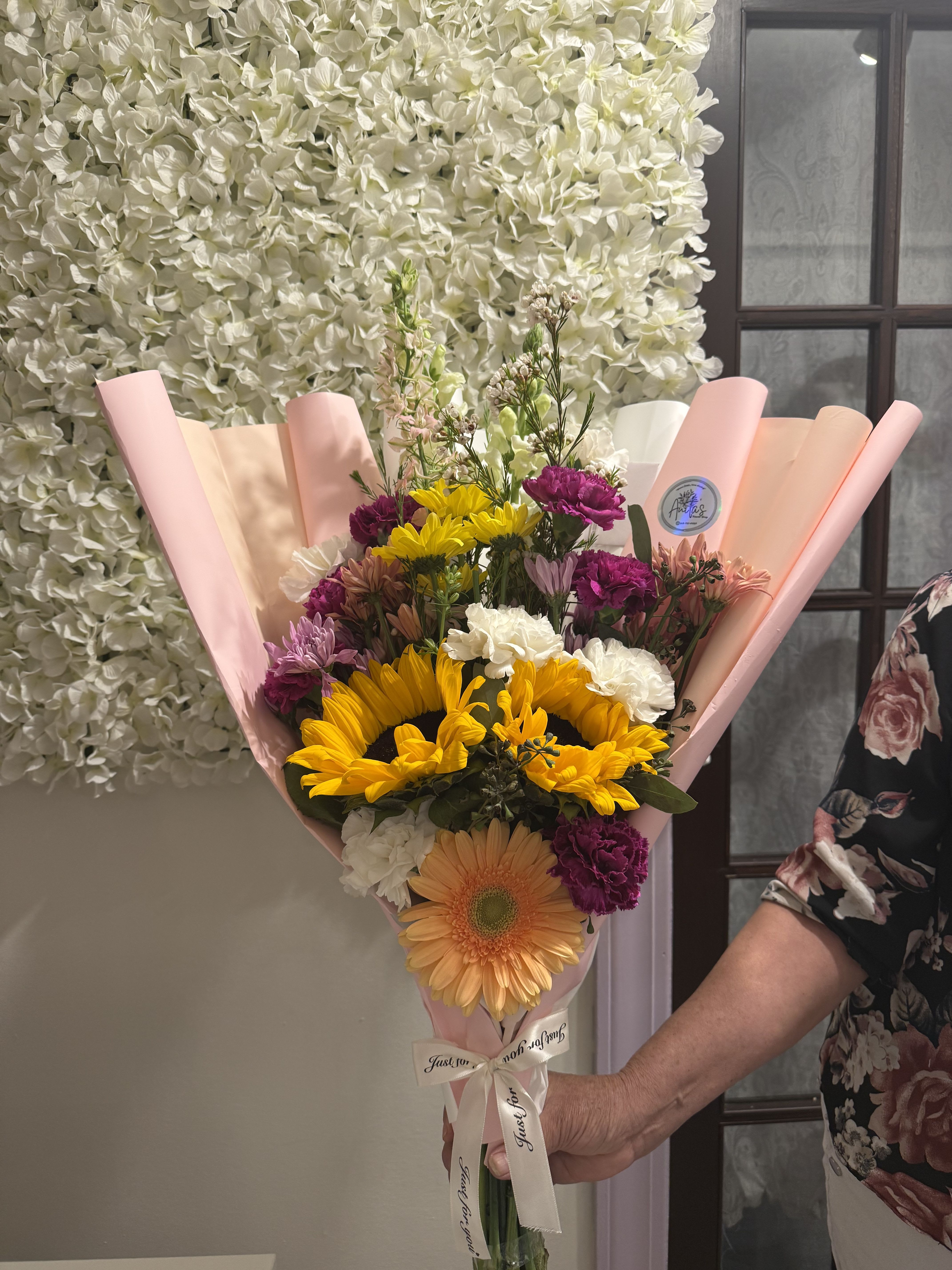 Perfect Bouquet. - A mix flower Bouquet in a pyramid style, comes with different kids of flowers depending on our daily stock Perfect for any occasion, or just because. 